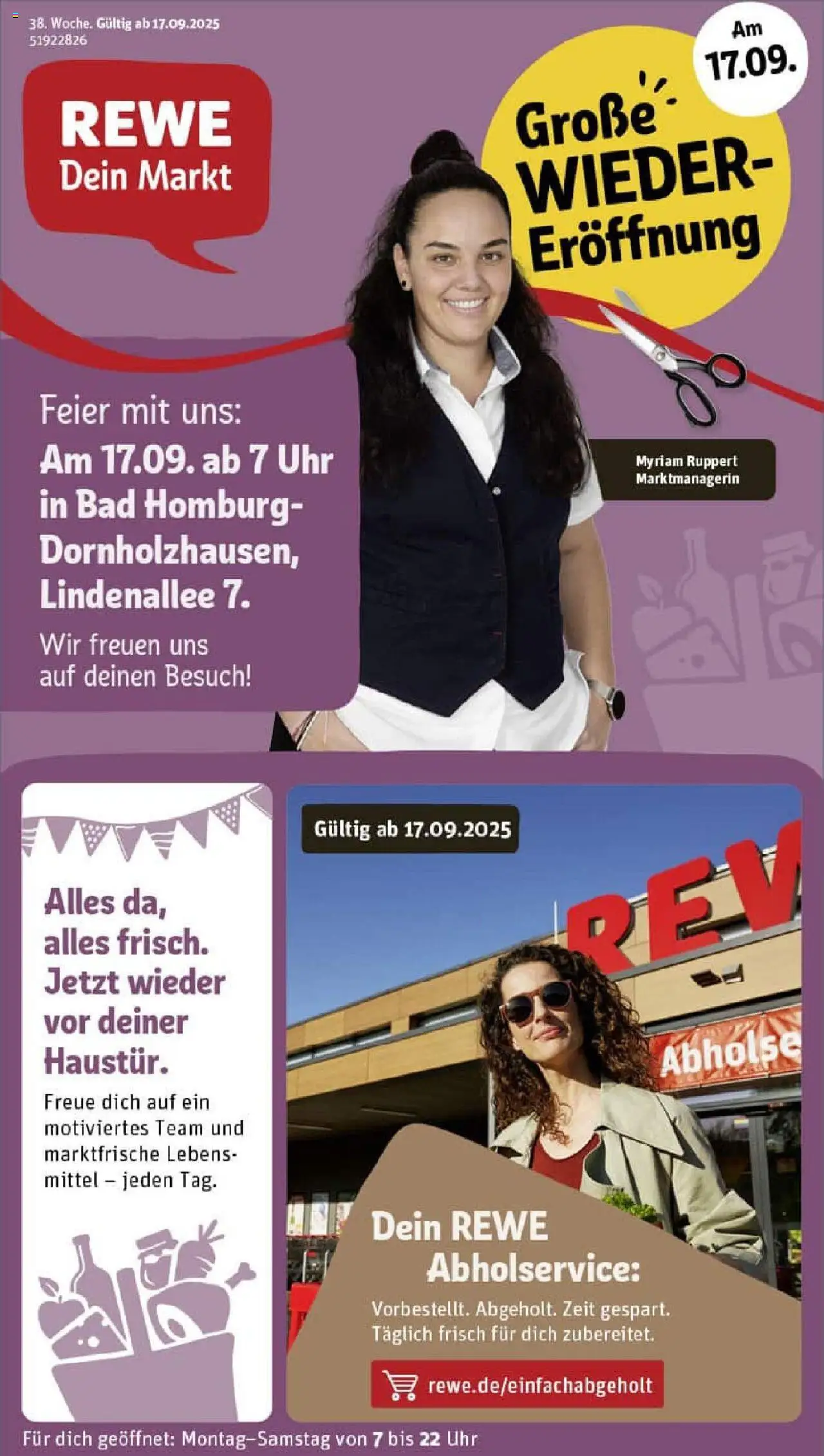 REWE Prospekt ab 14.09.2025 nächste Woche - Prospekt Bad Homburg / Dornholzhausen	