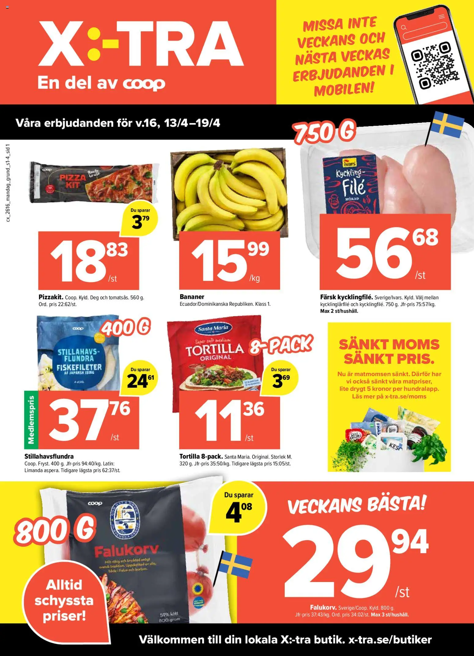 Förhandsgranska reklamblad Coop X:-TRA erbjudanden från butik Coop X:-TRA gäller från 13/04/2026