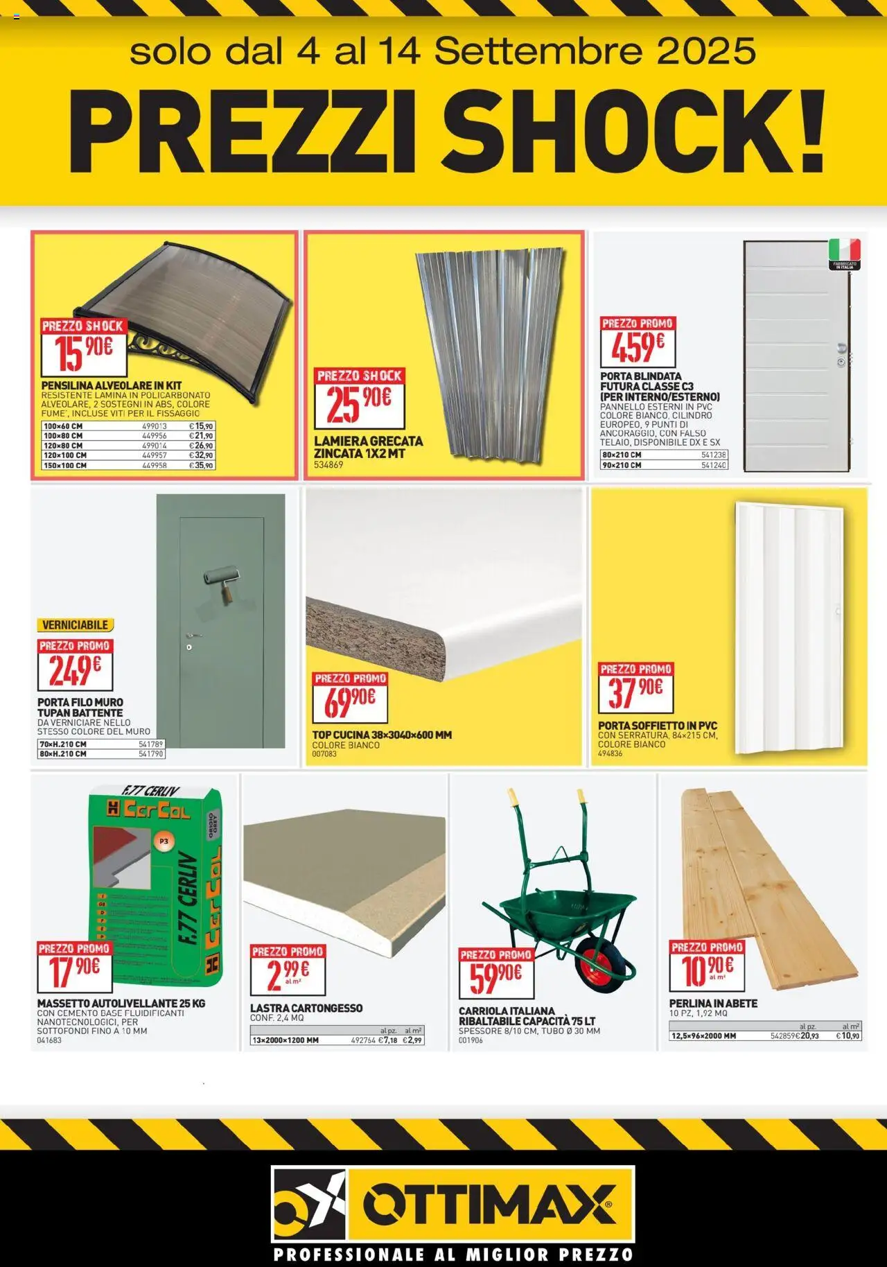 Volantino Ottimax valido da 04/09/2025 numero di pagina 1 - Top, Porta, Cemento, Carriola, Tubo