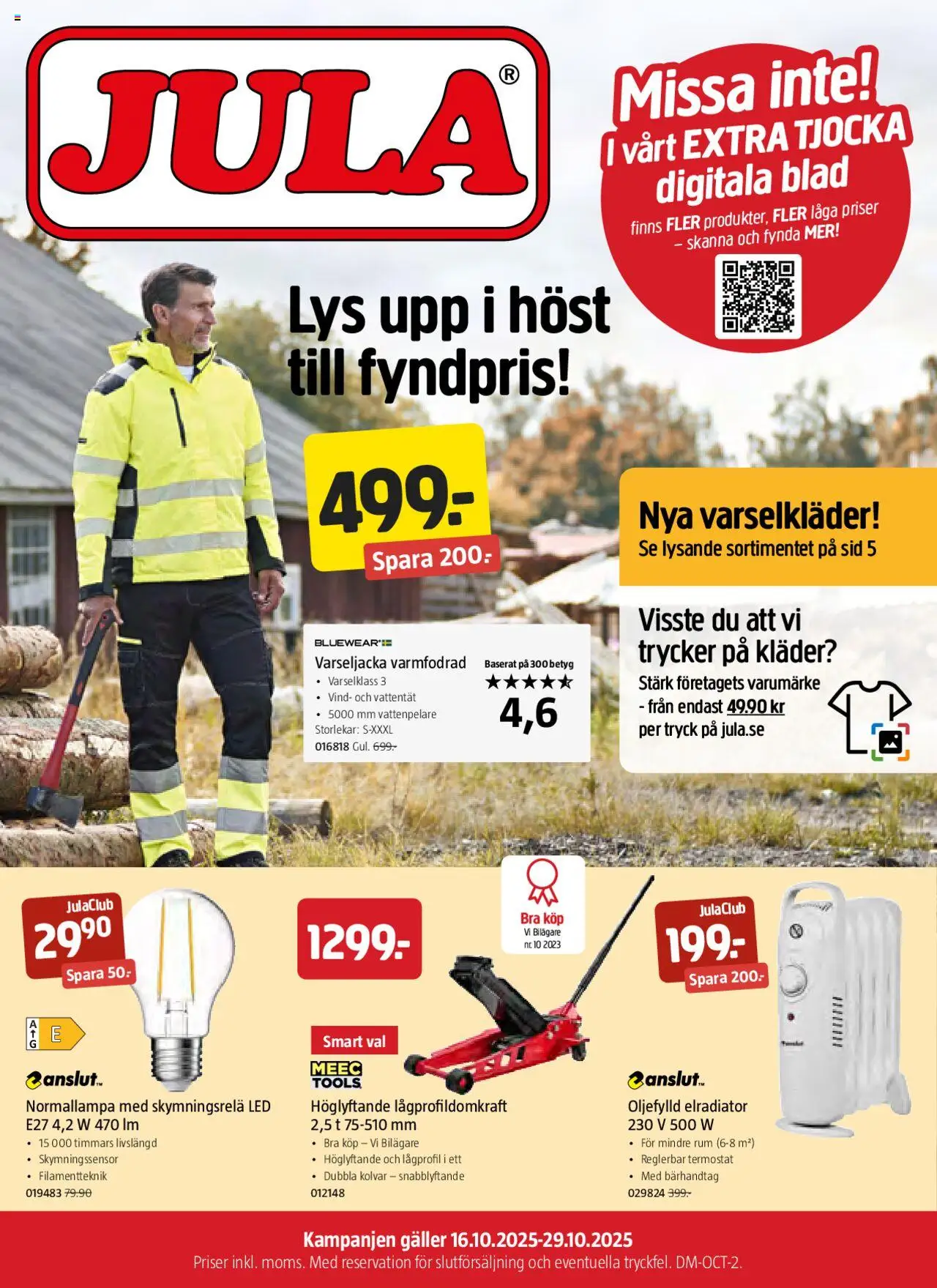 Aktuella reklamblad Jula är giltig 16/10 2025 > Veckans Erbjudanden gäller från 16/10/2025 till 29/10/2025 sidnummer 1