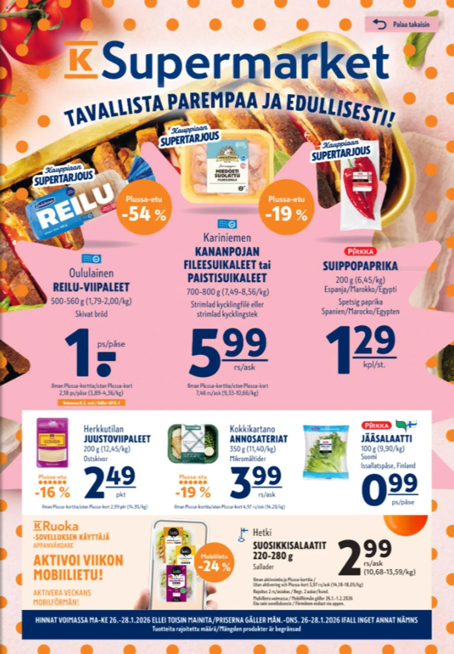 Kaupan K-Supermarket Tarjoukset esikatselu, voimassa 26/01/2026