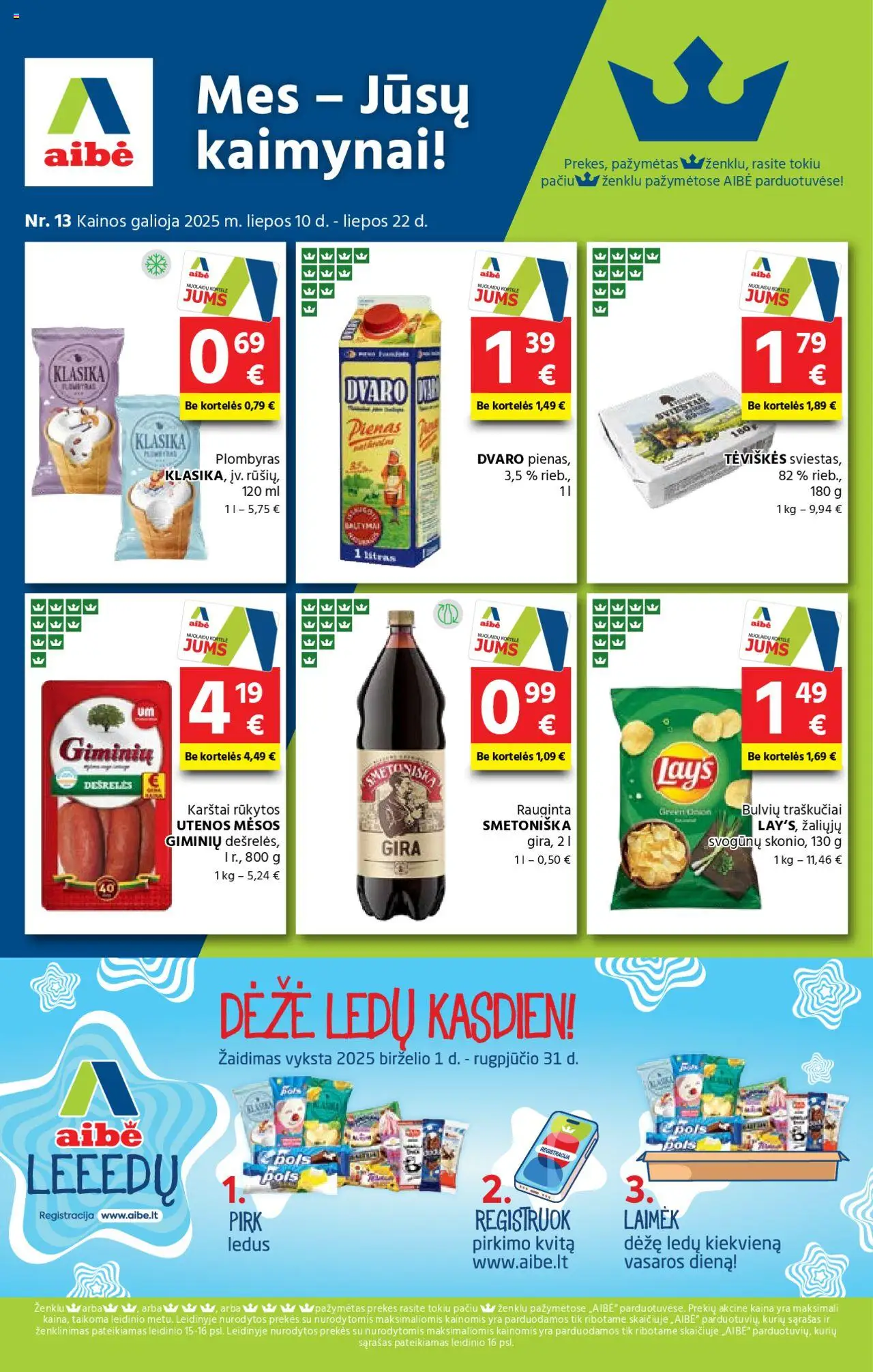 AIBE leidinys galioja nuo 2025.07.10 – puslapio numeris 1 - Dešrelės, Pienas, Žaidimas, Dėžė, Plombyras, Traškučiai