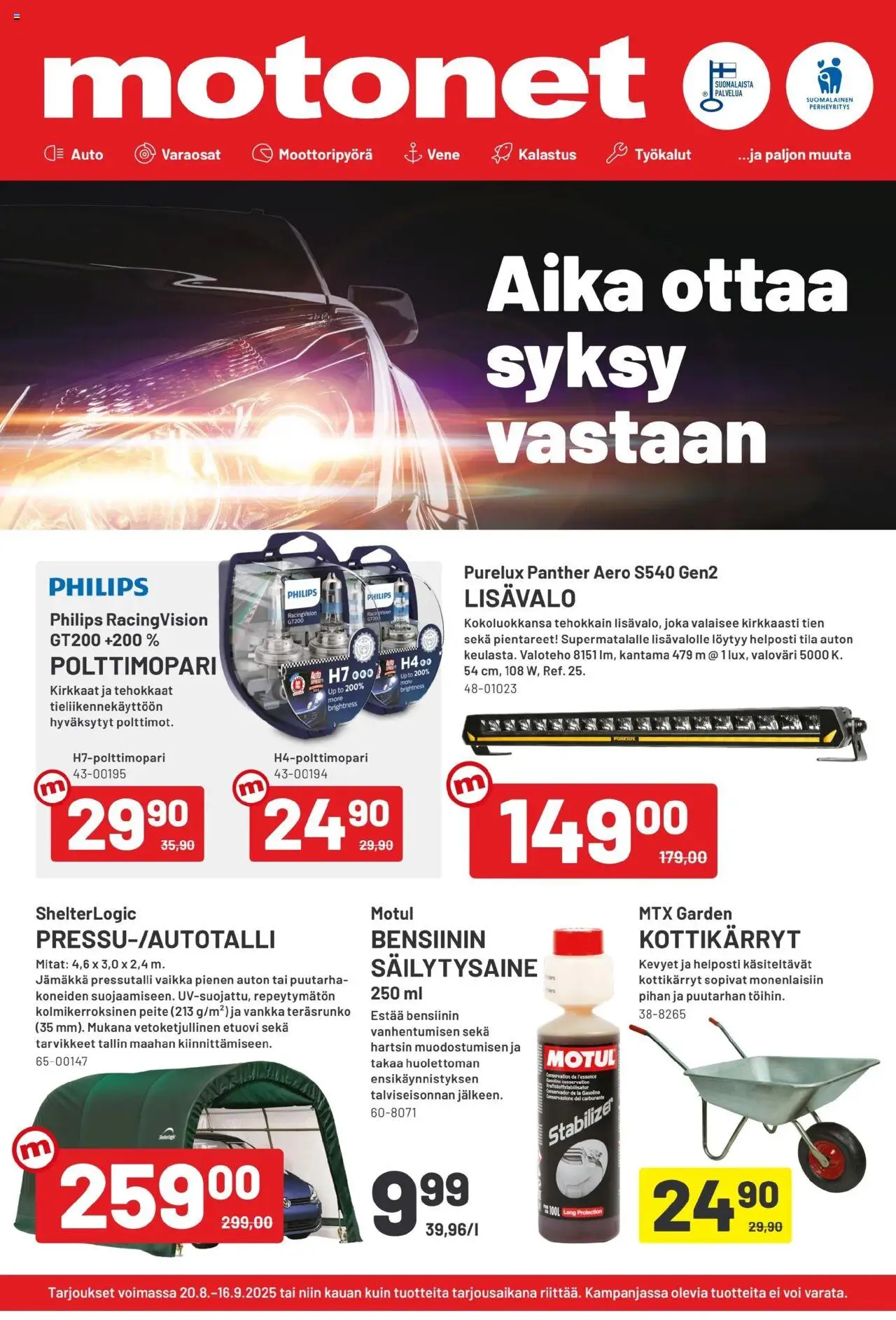 Motonet-kaupan Tarjoukset voimassa 20/08/2025 - Sivulla 1