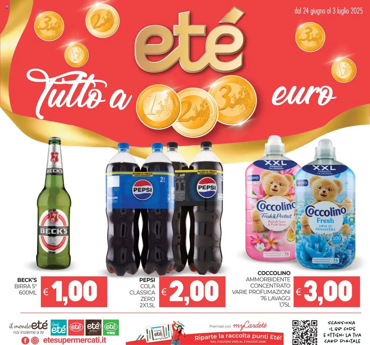 Volantino Eté valido da 24/06/2025 numero di pagina 1 - Birra, Ammorbidente, Pepsi, Tè