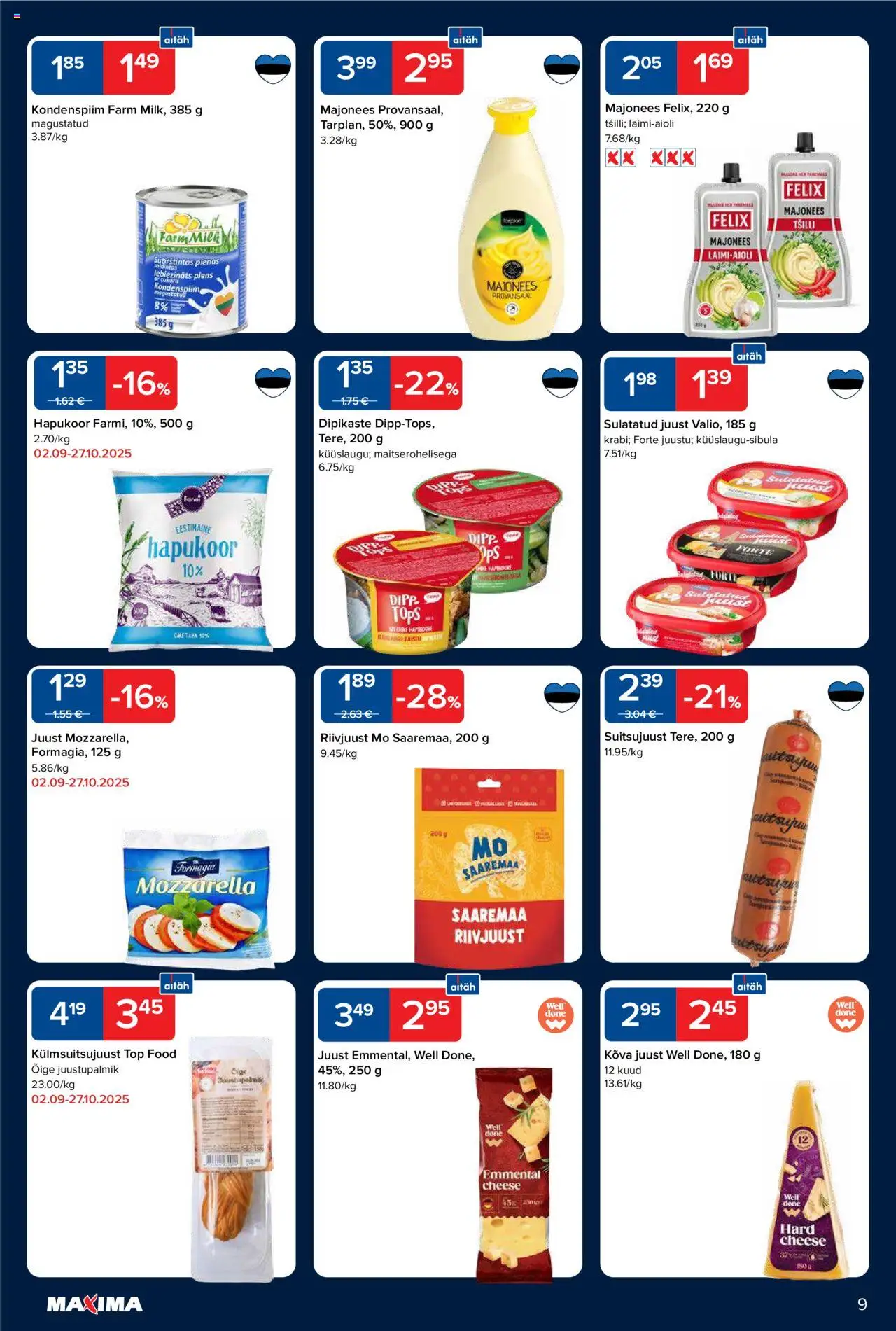 Maxima kliendilehe eelvaade alates 2025.10.14