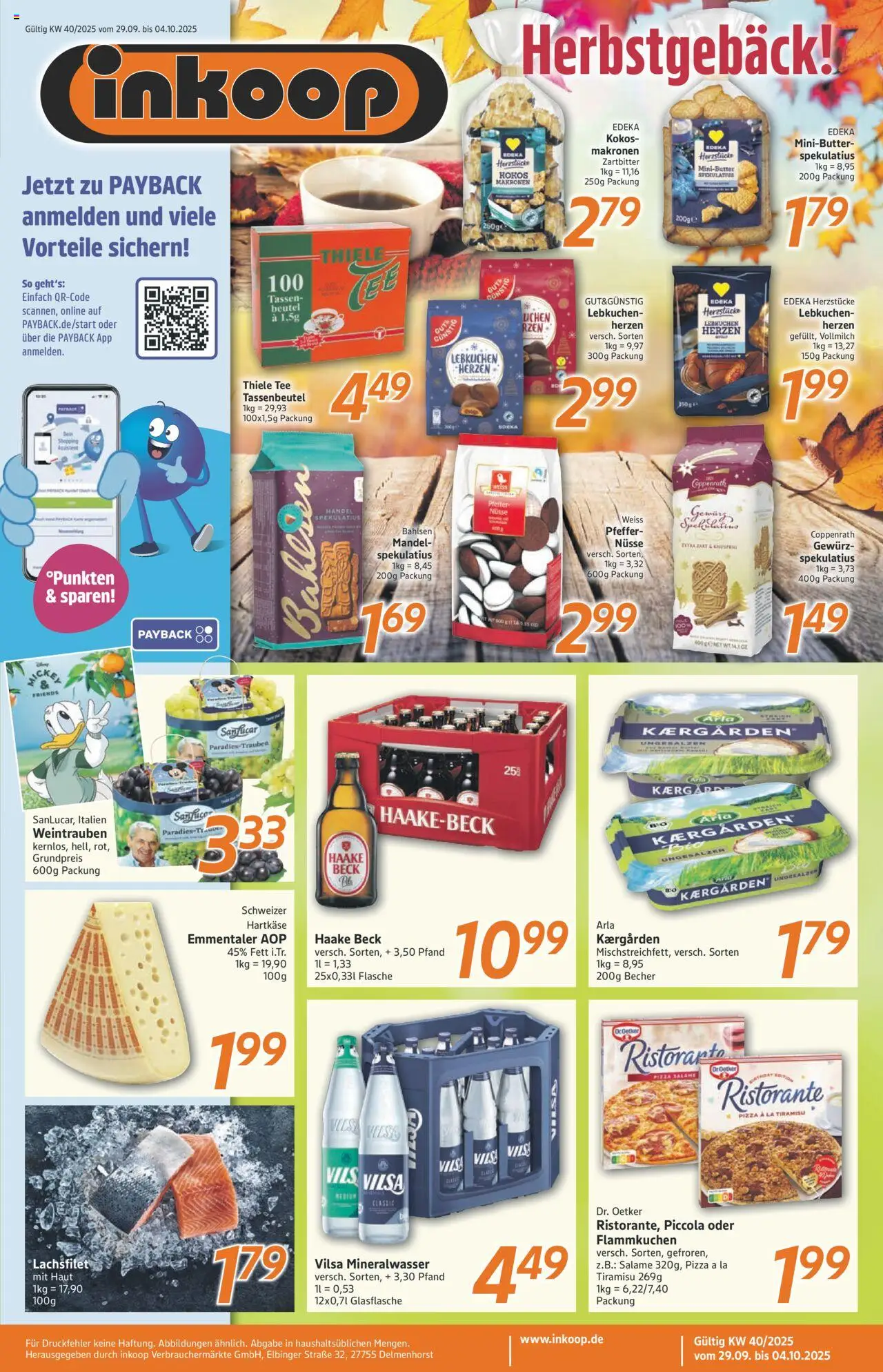 Inkoop Prospekt (vom 29.09.2025 - 04.10.2025) - Pizza, Tee, Mineralwasser, Ristorante, Nüsse, Pfeffer, Weintrauben