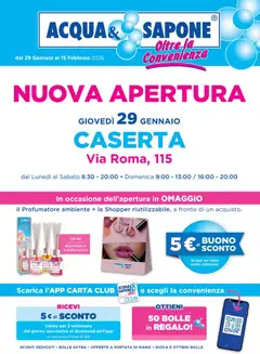 Anteprima dell'opuscolo Volantino Nuova apertura Caserta dal negozio Acqua e Sapone valido da 29/01/2026