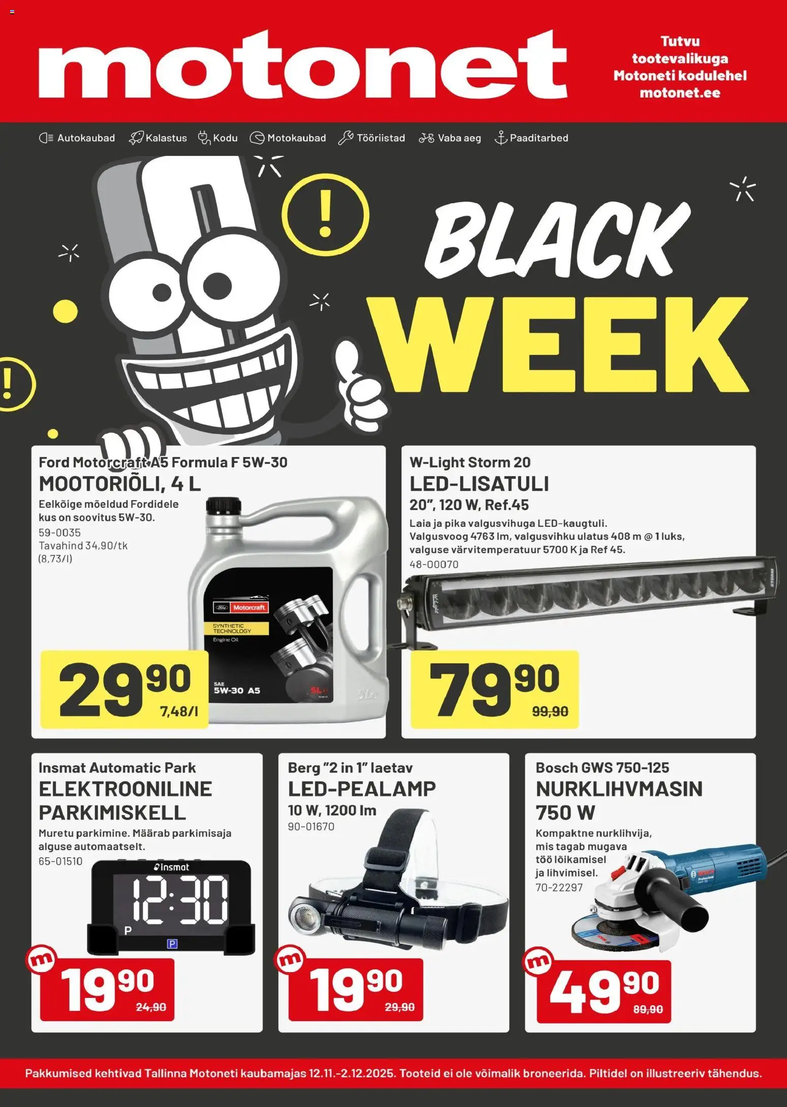 Kaupan Motonet Black Friday esikatselu, voimassa 12/11/2025