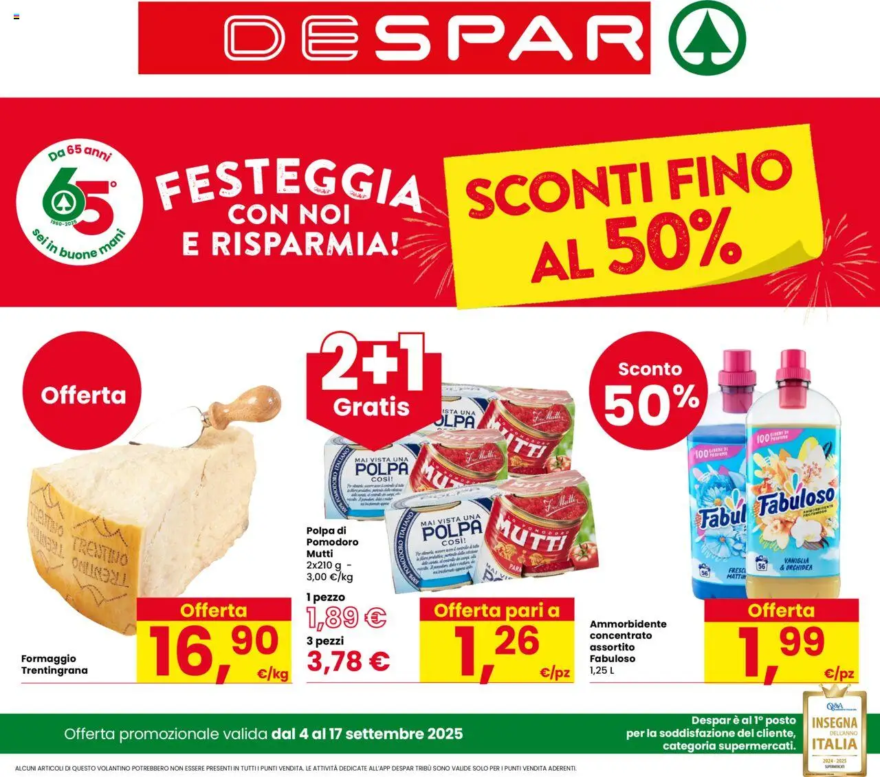 Volantino Despar valido da 04/09/2025 numero di pagina 1 - Orchidea, Pomodoro, Formaggio, Ammorbidente, Vaniglia, Mutti