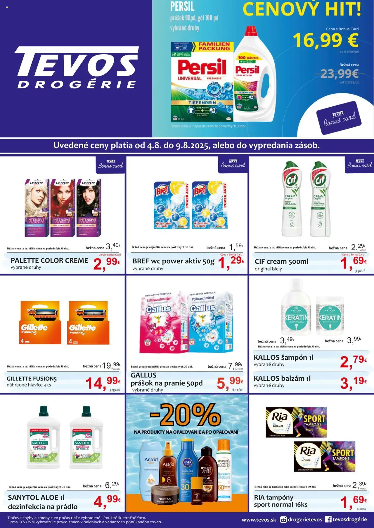TEVOS drogérie Leták (04.08. - 09.08.2025) - Akčná ponuka
