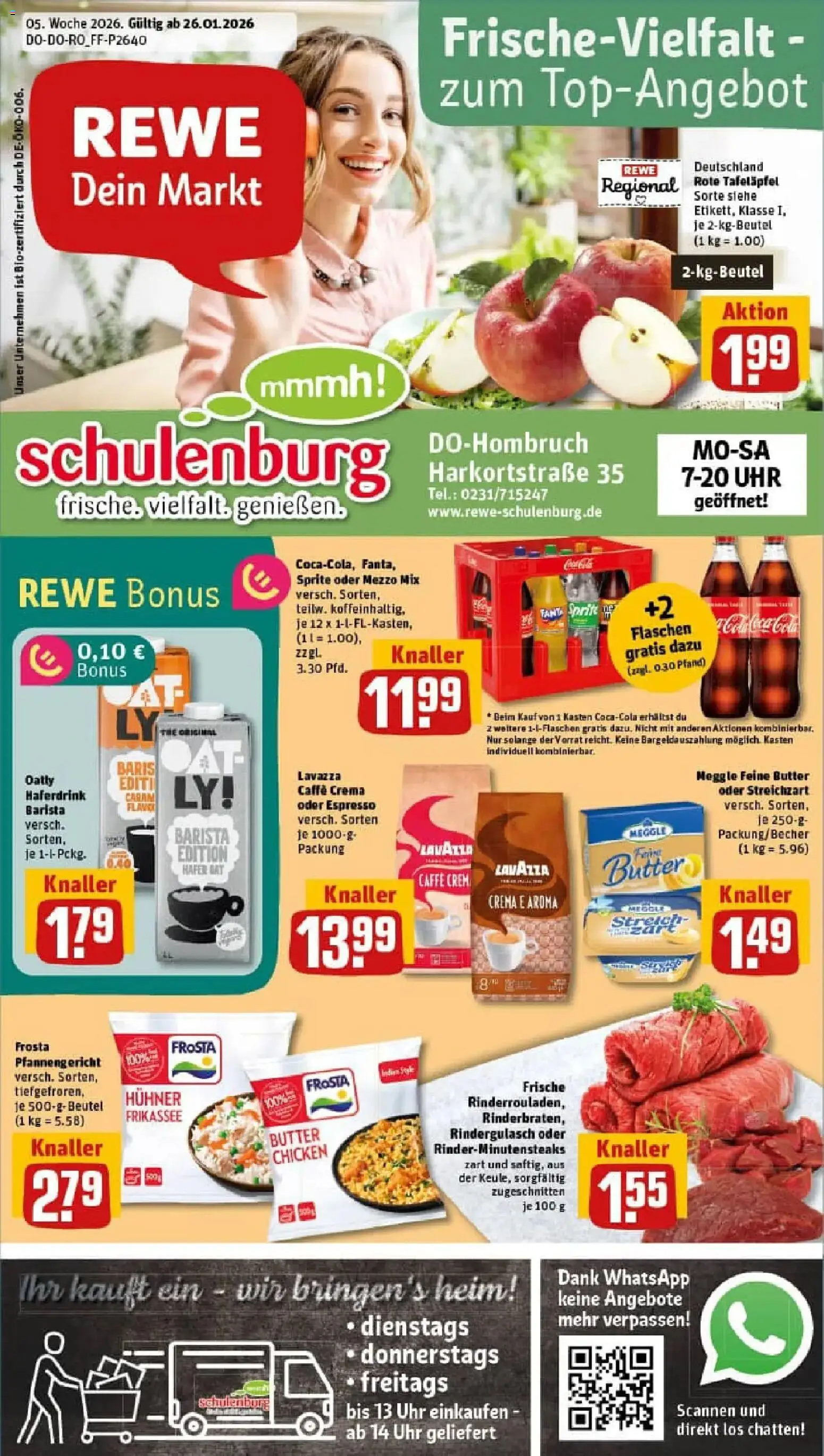Vorschau von dem Prospekt des Geschäftes Rewe, gültig ab dem 26.01.2026 - Butter, Rindergulasch, Lavazza, Sprite, Oatly, Mezzo mix, Haferdrink, Oder mezzo mix