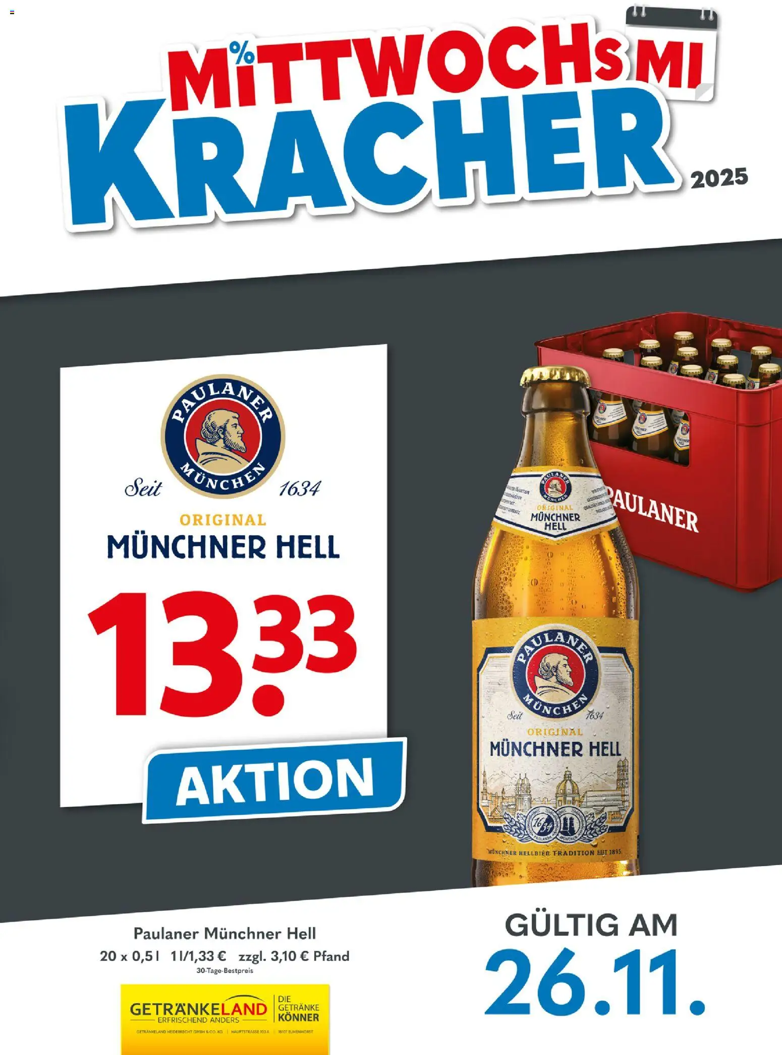 Vorschau von dem Prospekt des Geschäftes Getränkeland, gültig ab dem 26.11.2025 - Paulaner