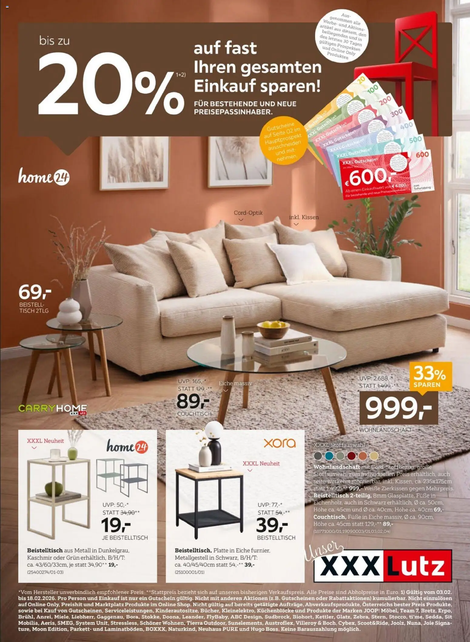 Vorschau der Angebote: XXXLutz Prospekt gültig ab 03.02.2026 - Couchtisch, Tisch, Kissen