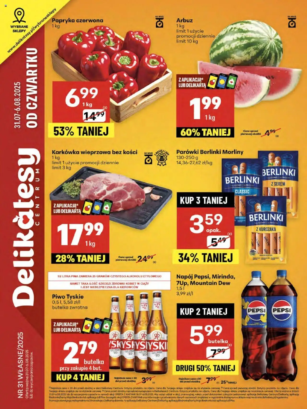Delikatesy Centrum gazetka 31.07.2025 - Nowa gazetka promocyjna - Numer strony 1