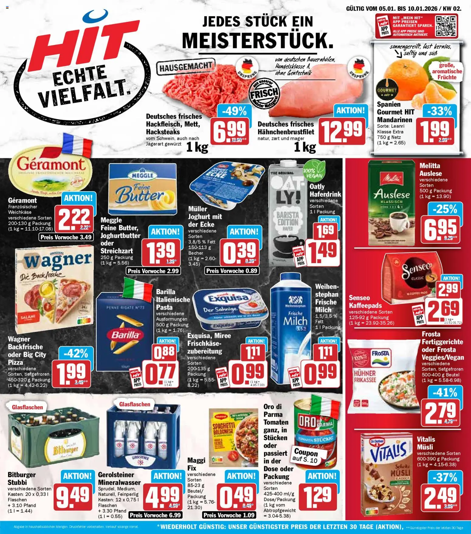 Vorschau von dem Prospekt des Geschäftes HIT, gültig ab dem 05.01.2026 - Joghurt, Gerolsteiner, Milch, Salami, Tomaten, Geramont, Exquisa, Oro di parma