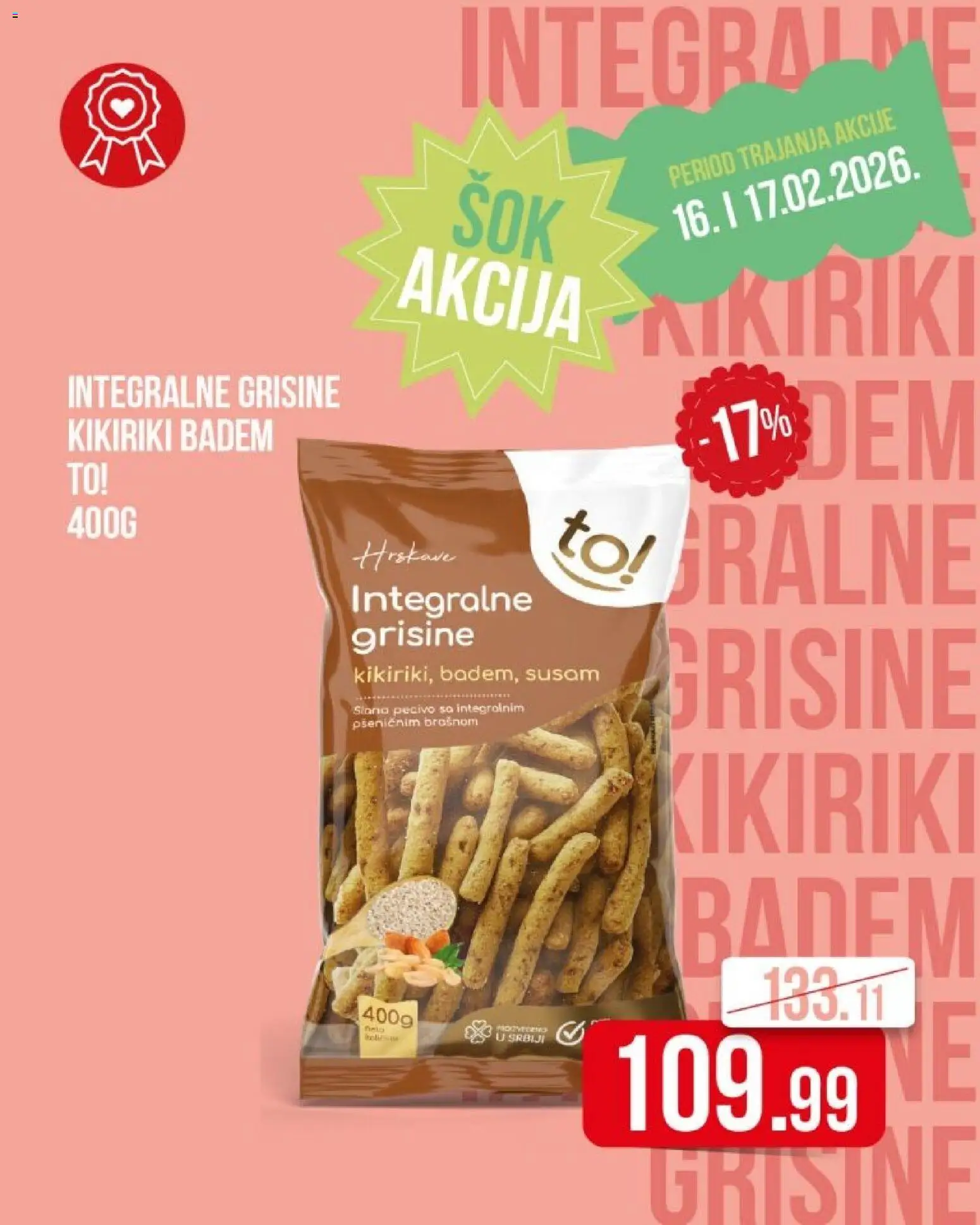 Pregled Metalac Proleter kataloga - važi od 16.02.2026 - Badem, So, Kikiriki, Susam, Pecivo