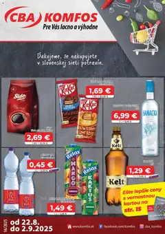 Náhľad CBA Komfos letáku platného od 22.08.2025