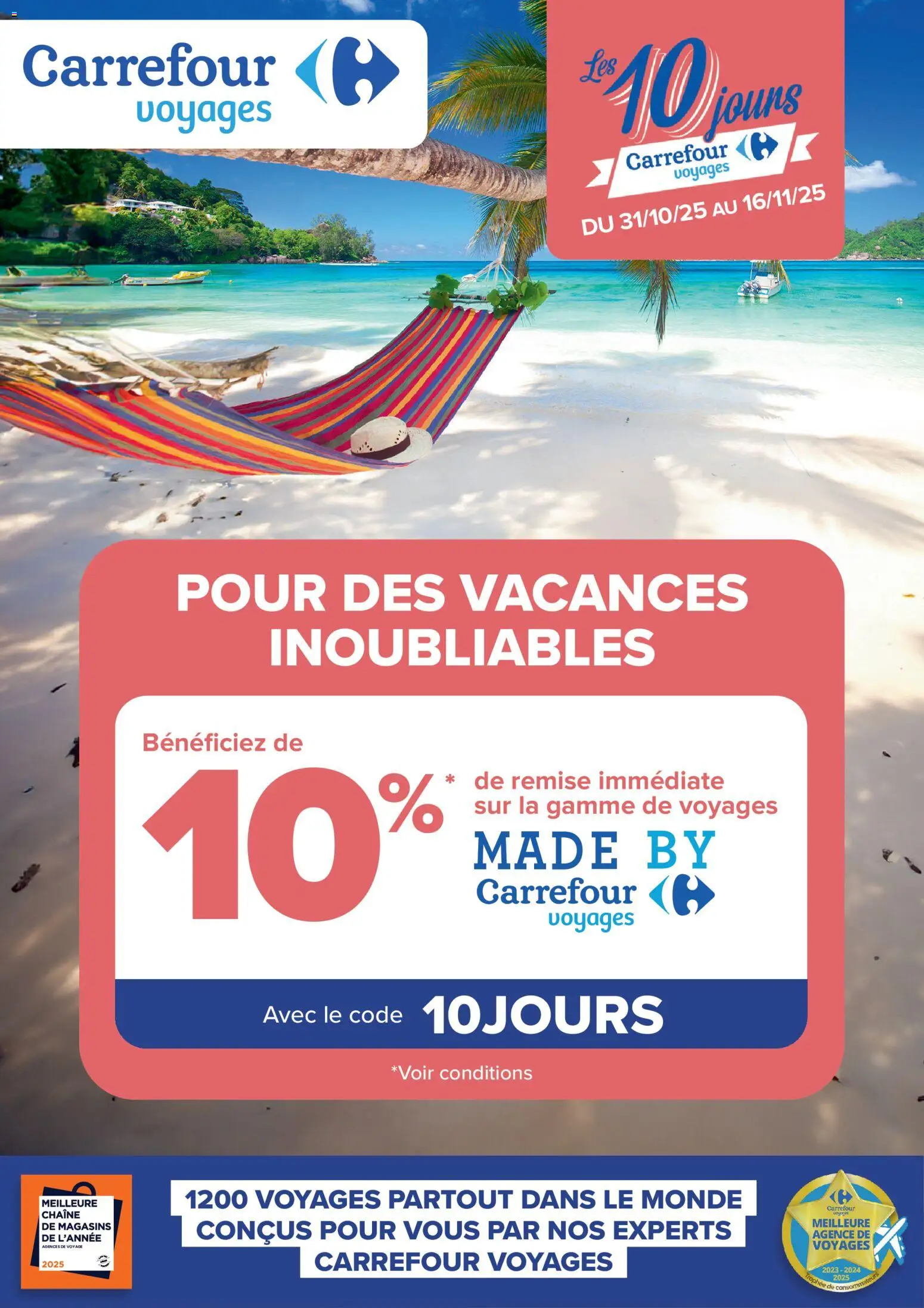 Prévisualisation de Les 10 jours carrefour voyages du magasin Carrefour Market formulaire valide 31/10/2025