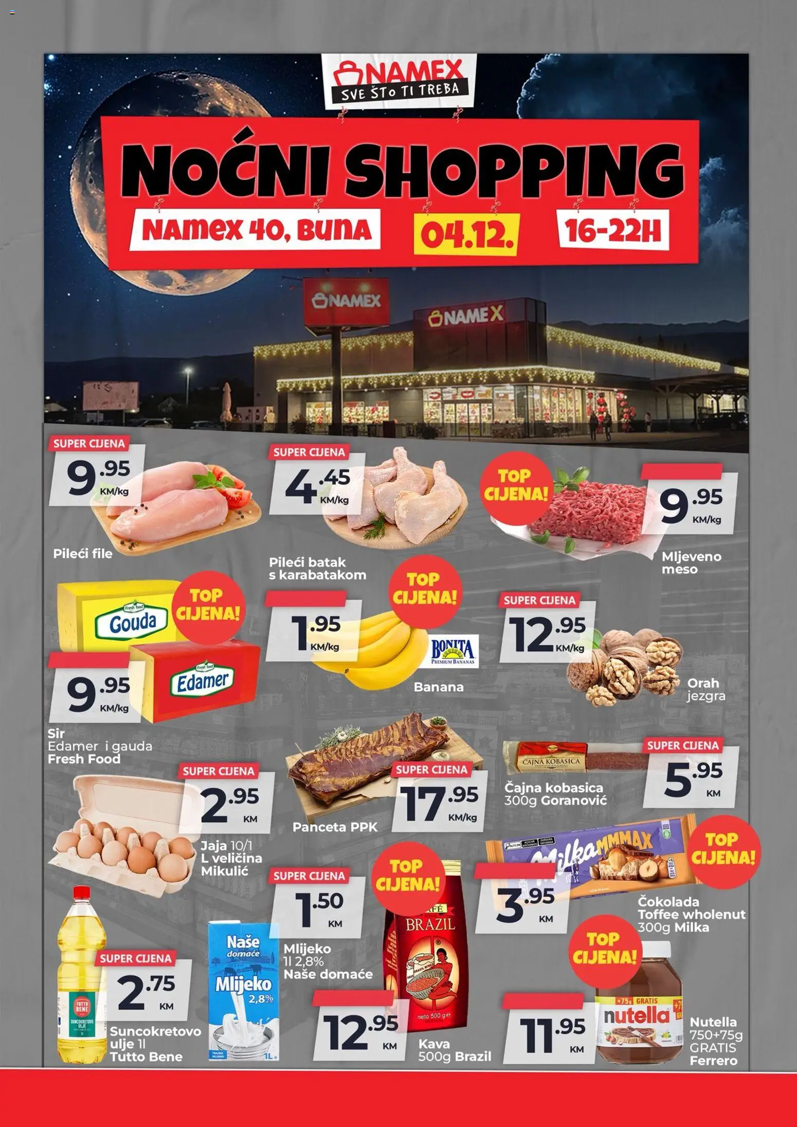 Pregled letka Noćni Shopping trgovine Namex vrijedi od 2025.12.03