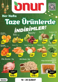 Onur Market Taze Ürünlerde İndirimler - İstanbul 19.02.2026 - Broşürünün önizlemesi