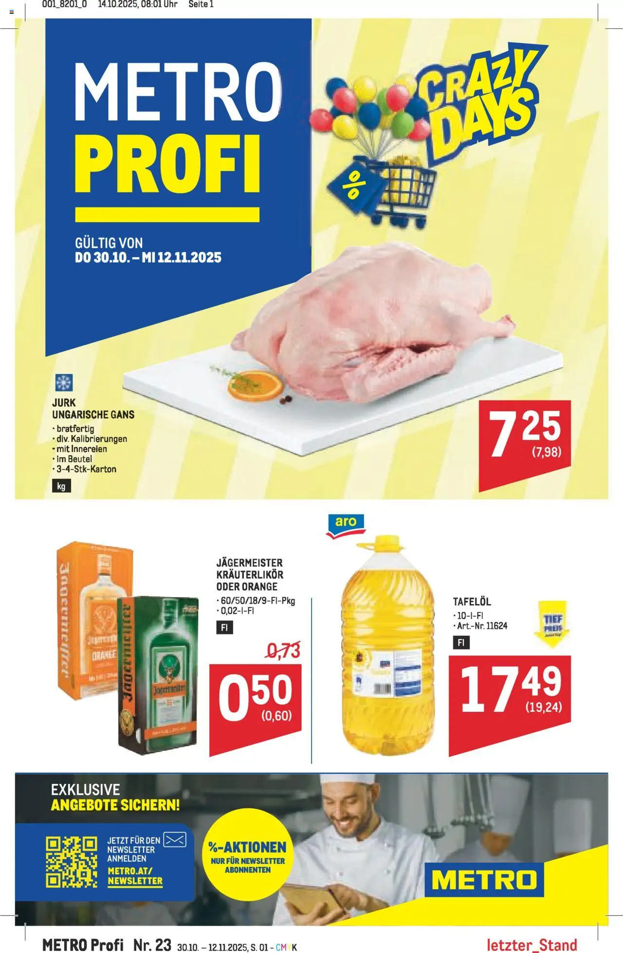Vorschau der Angebote: Metro Angebote Profi gültig ab 30.10.2025 - Uhr, Gans, Kräuterlikör