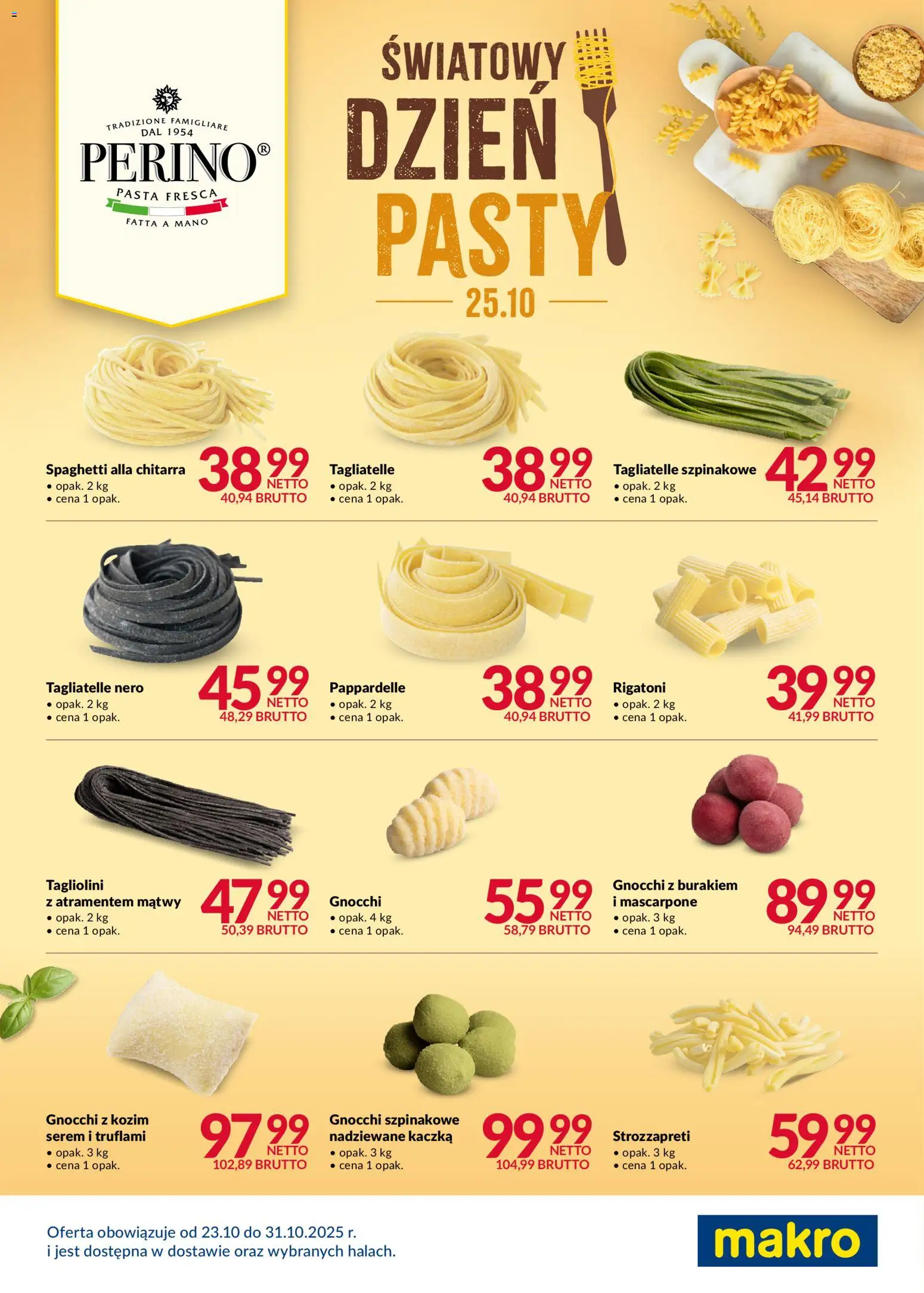 Makro Światowy dzień pasty od 23.10.2025 - Nowa Gazetka - Numer strony 1 - Gnocchi, Pasta, Spaghetti, Kaczka, Tagliatelle, Serem, Mascarpone