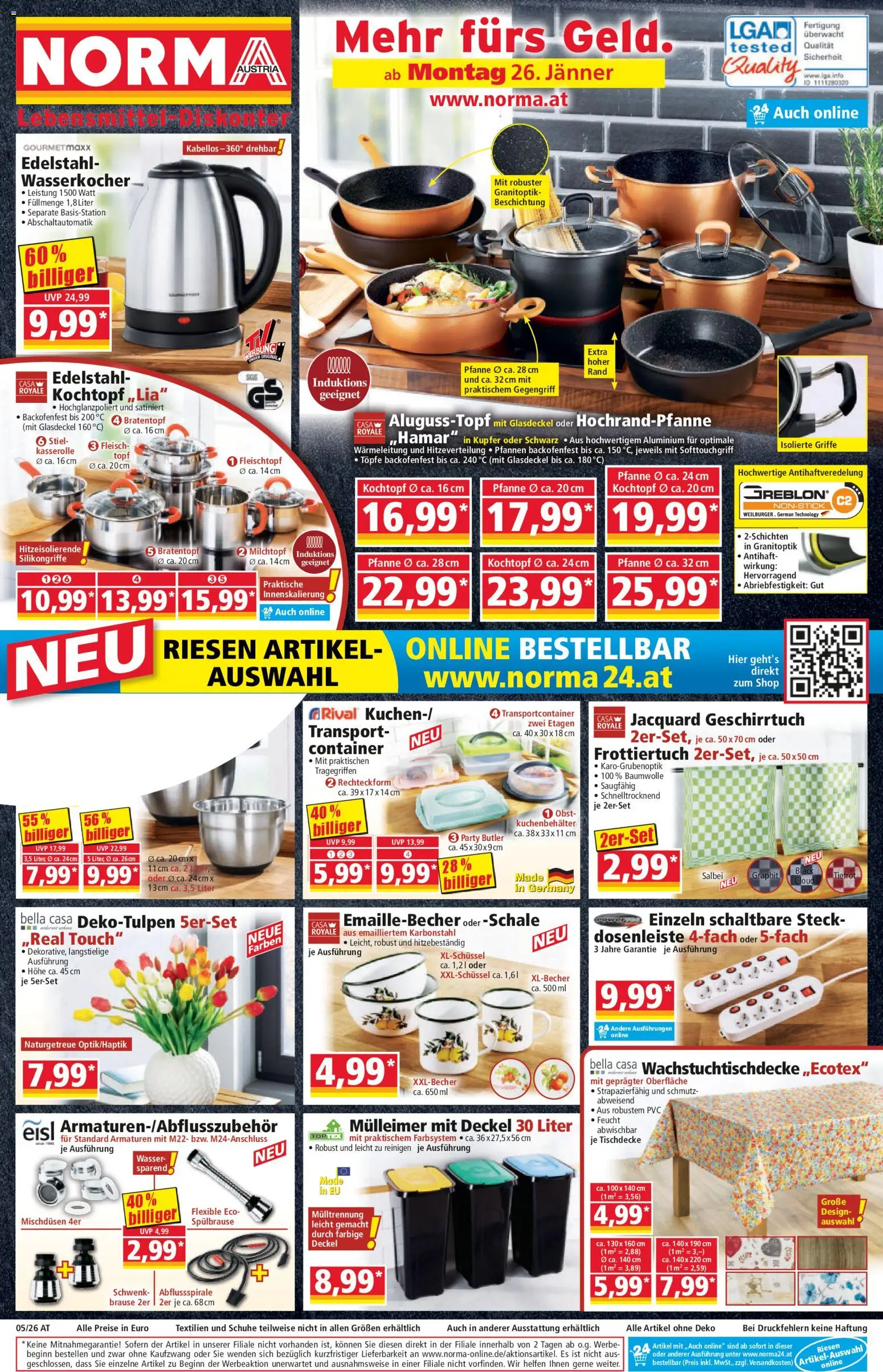 Vorschau der Angebote: Norma Flugblatt gültig ab 26.01.2026 - Eis, Wasser, Wasserkocher