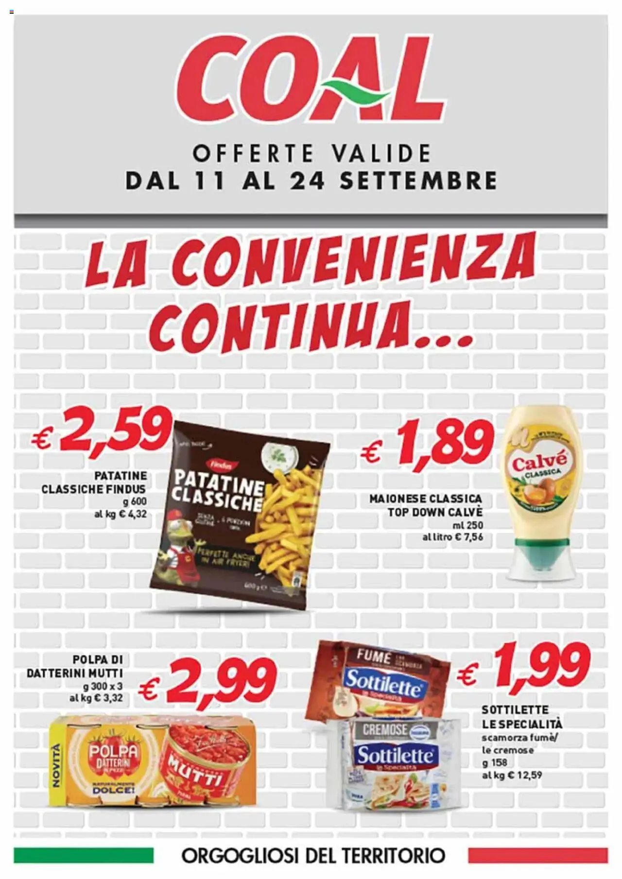 Volantino Coal valido da 11/09/2025 numero di pagina 1 - Top, Patatine, Maionese, Mutti, Specialità