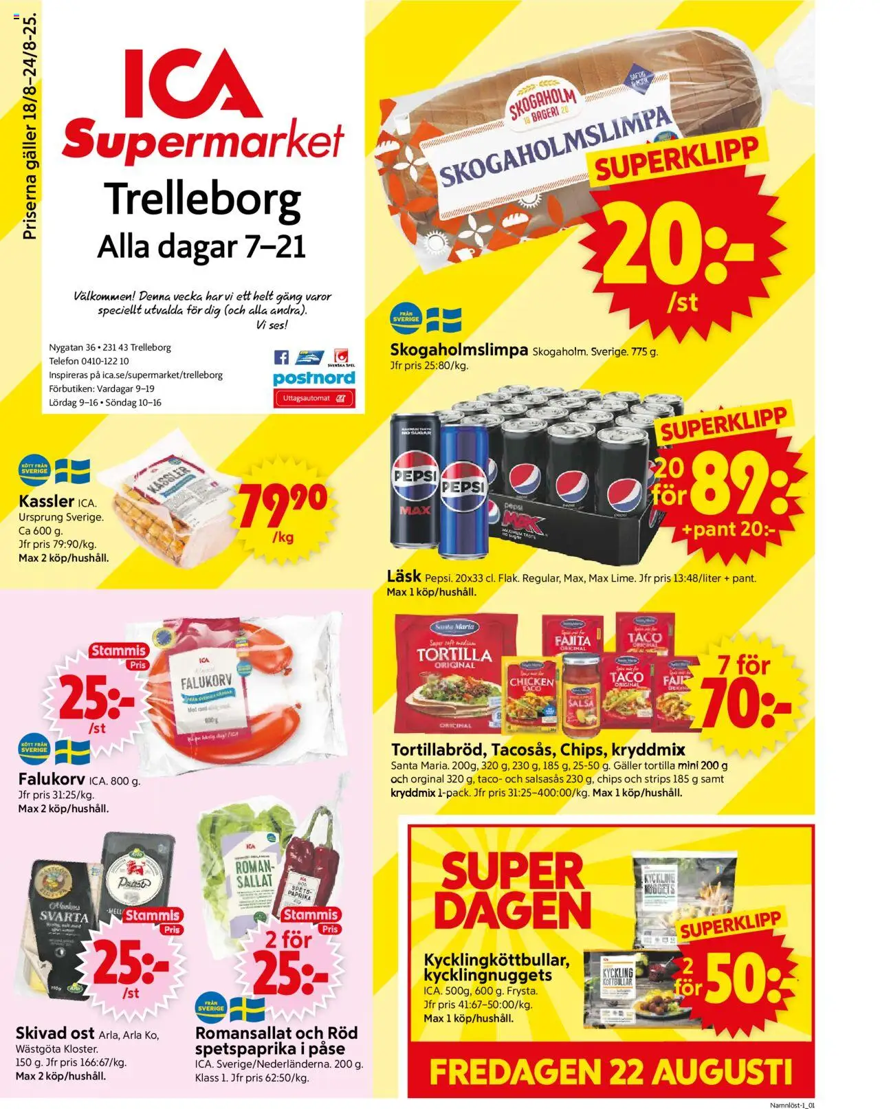 Trelleborg är giltig 18/08 2025 > Veckans Erbjudanden gäller från 18/08/2025 till 24/08/2025 sidnummer 1