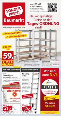 Vorschau von dem Prospekt des Geschäftes Sonderpreis Baumarkt, gültig ab dem 14.02.2026