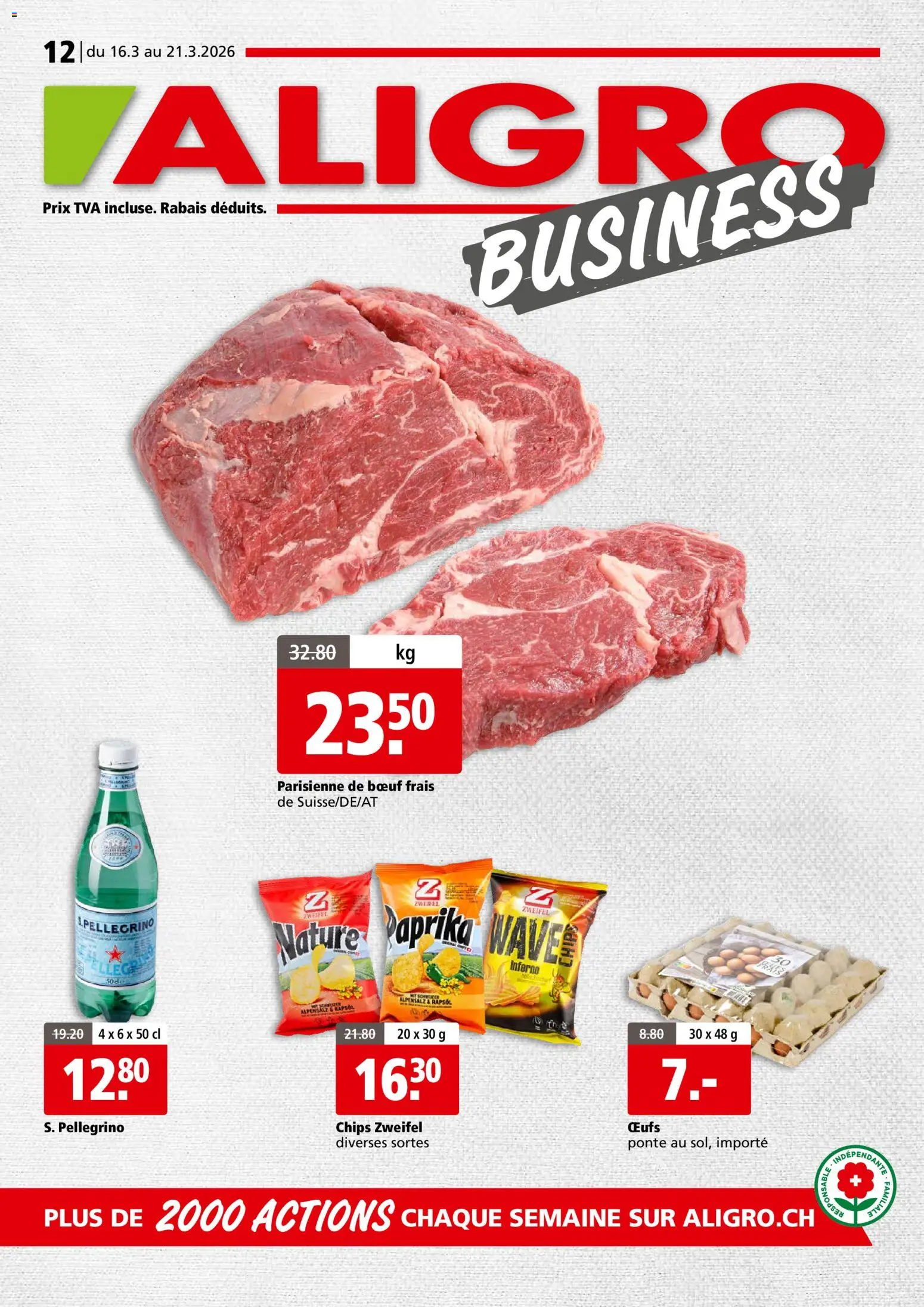 Vorschau des Merkblatts Aligro aktionen Business Chavannes, Matran, Genève, Sion vom Shop Aligro gültig von 16.03.2026 bis 21.03.2026