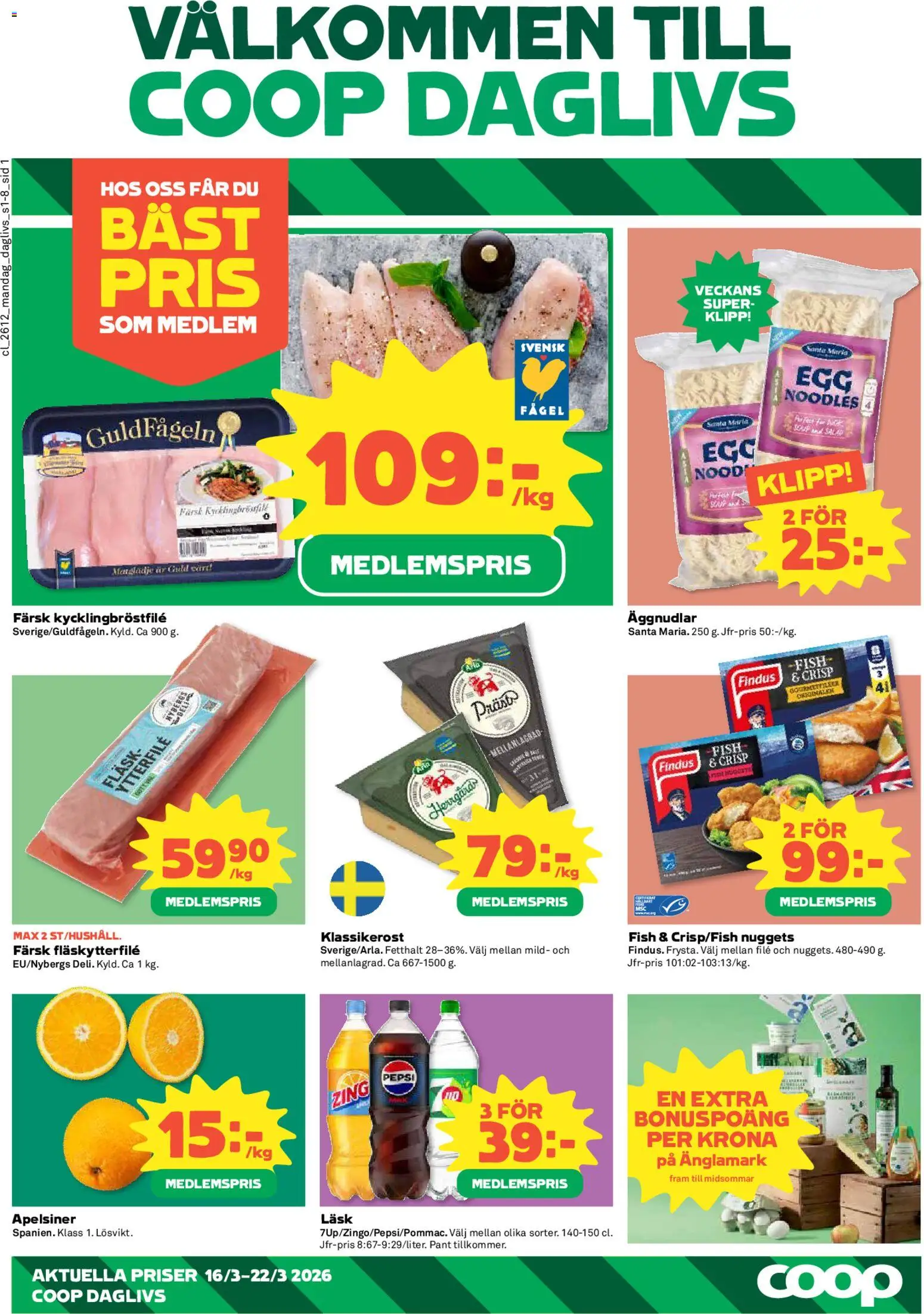 Förhandsgranska reklamblad Coop Daglivs erbjudanden från butik Coop Daglivs gäller från 16/03/2026