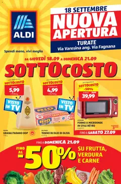 Anteprima dell'opuscolo Volantino Nuova Apertura Turate dal negozio Aldi valido da 18/09/2025