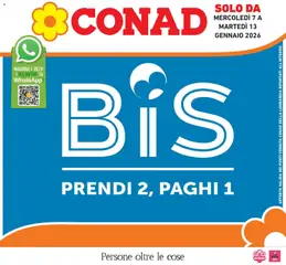 Anteprima dell'opuscolo Bis prendi 2, paghi 1 dal negozio Conad valido da 07/01/2026