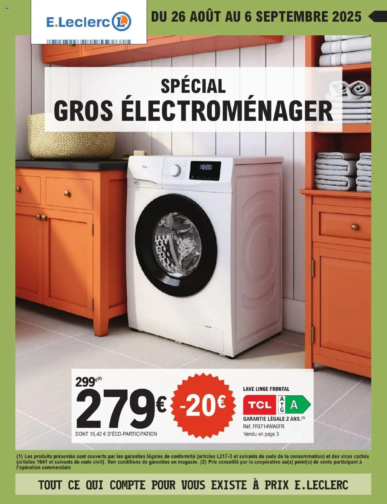 E-catalogue Spécial gros électroménager de la boutique E.Leclerc valable du 26/08/2025 - Page numéro 1