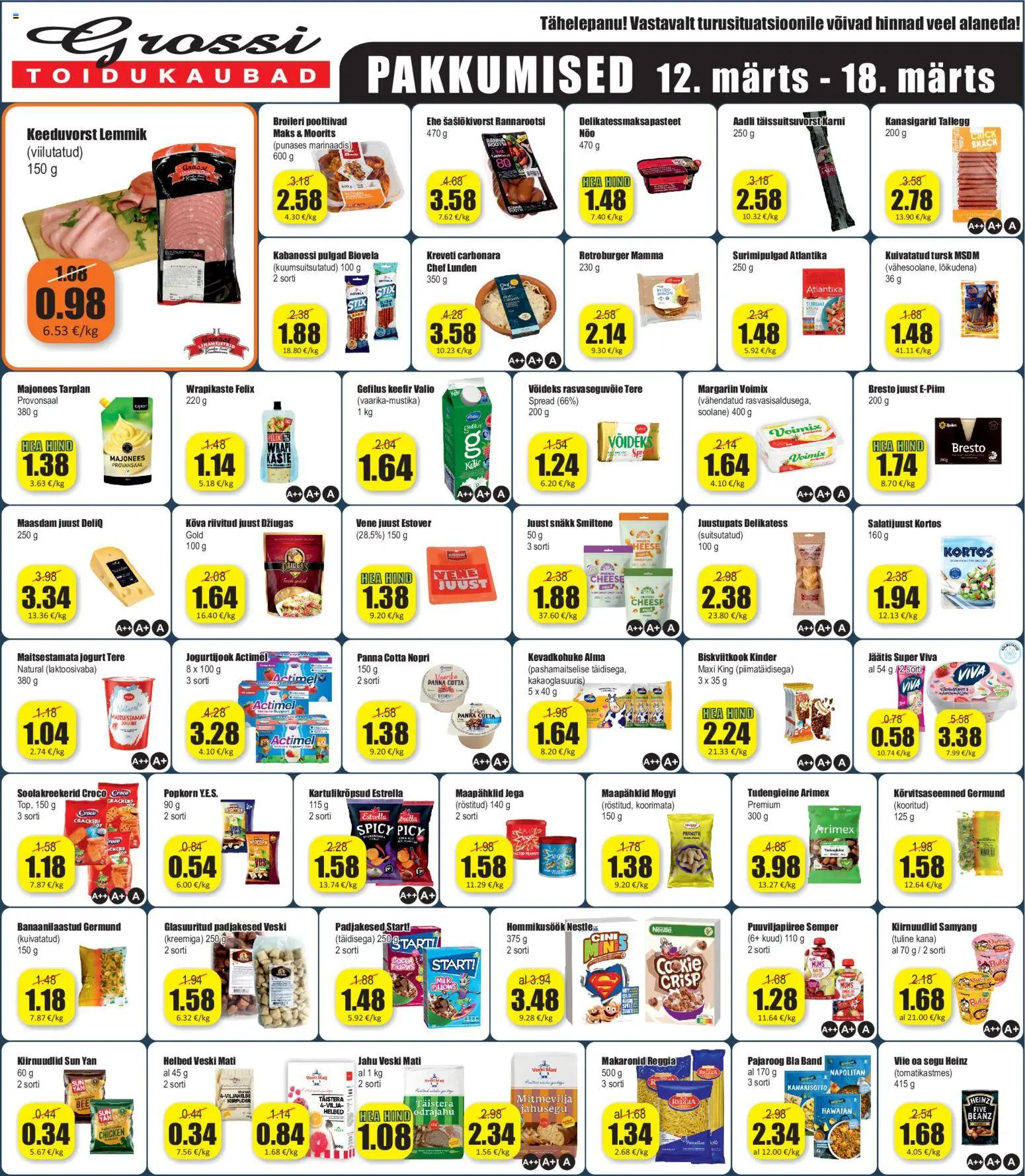 Grossi Toidukaubad kliendilehe eelvaade alates 12.03.2026