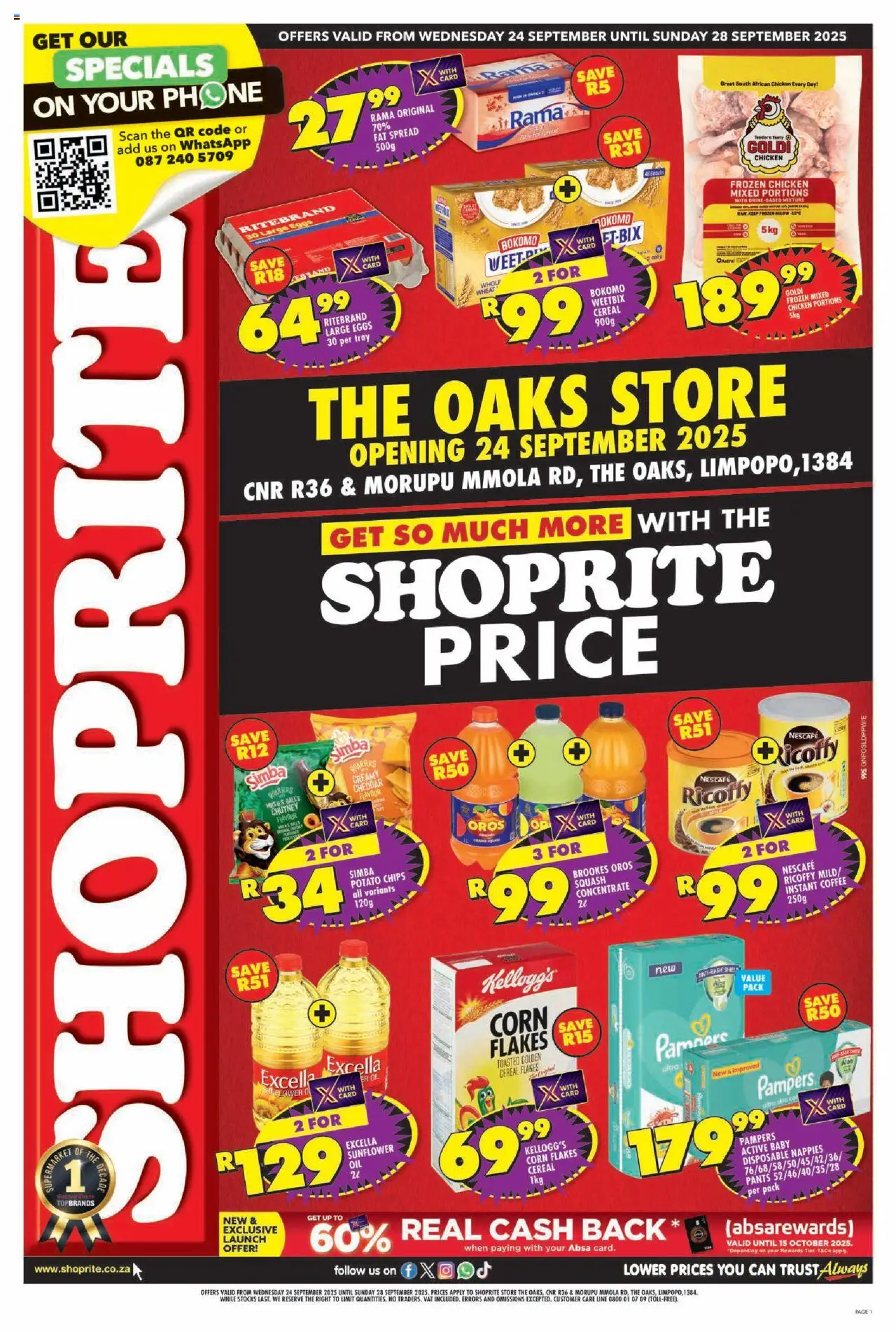 Shoprite Gauteng - Shoprite Price The Oak Store Opening 24/09 - 28/09/2025 >> Catalogue