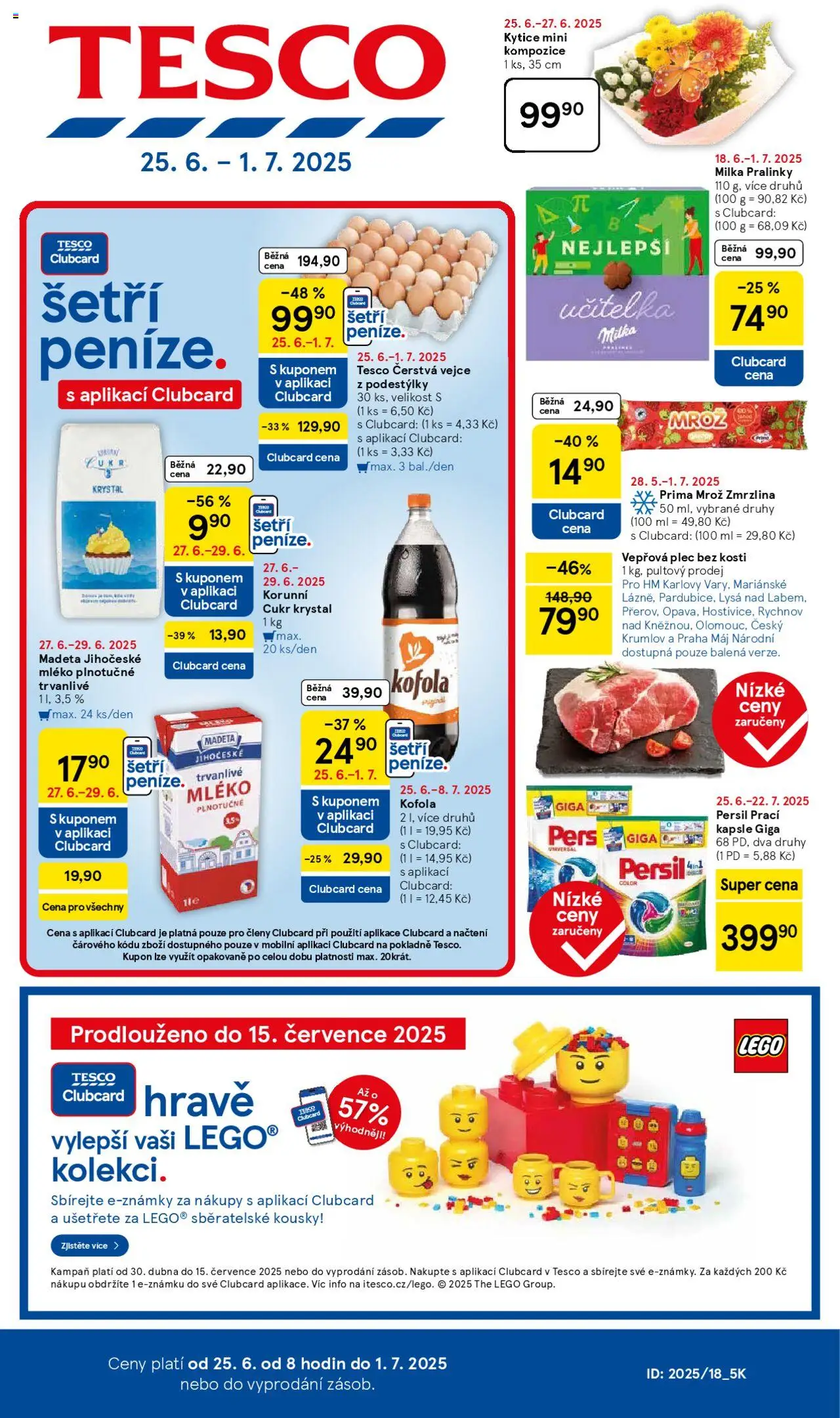  TESCO leták od 25.06.2025 - Akční "Hypermarket" leták - LEGO, Vejce, Kytice, Kofola, Milka, Persil, Prací kapsle, Mléko plnotučné