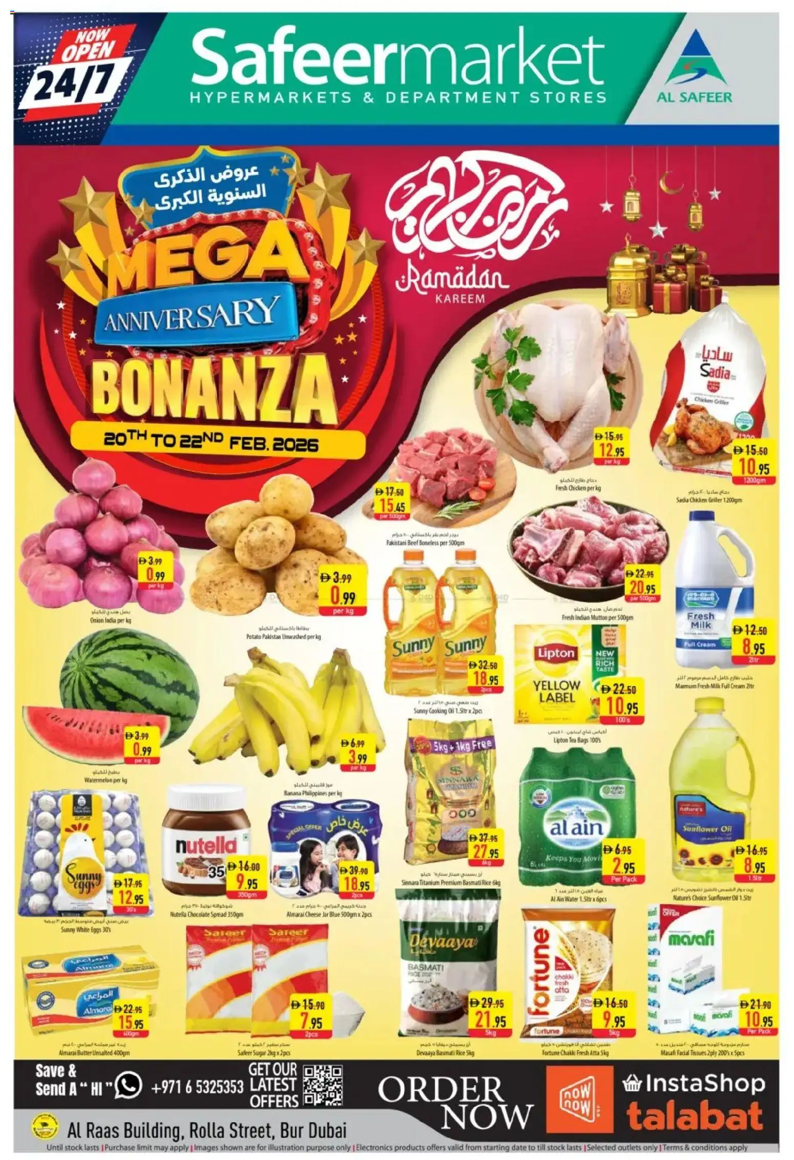 Preview of the catalogue Offers of store Safeermarket valid from 20 Feb, 2026 - Chocolate, Chicken, Milk, Butter, Cheese, Stock, Oil, Tissues