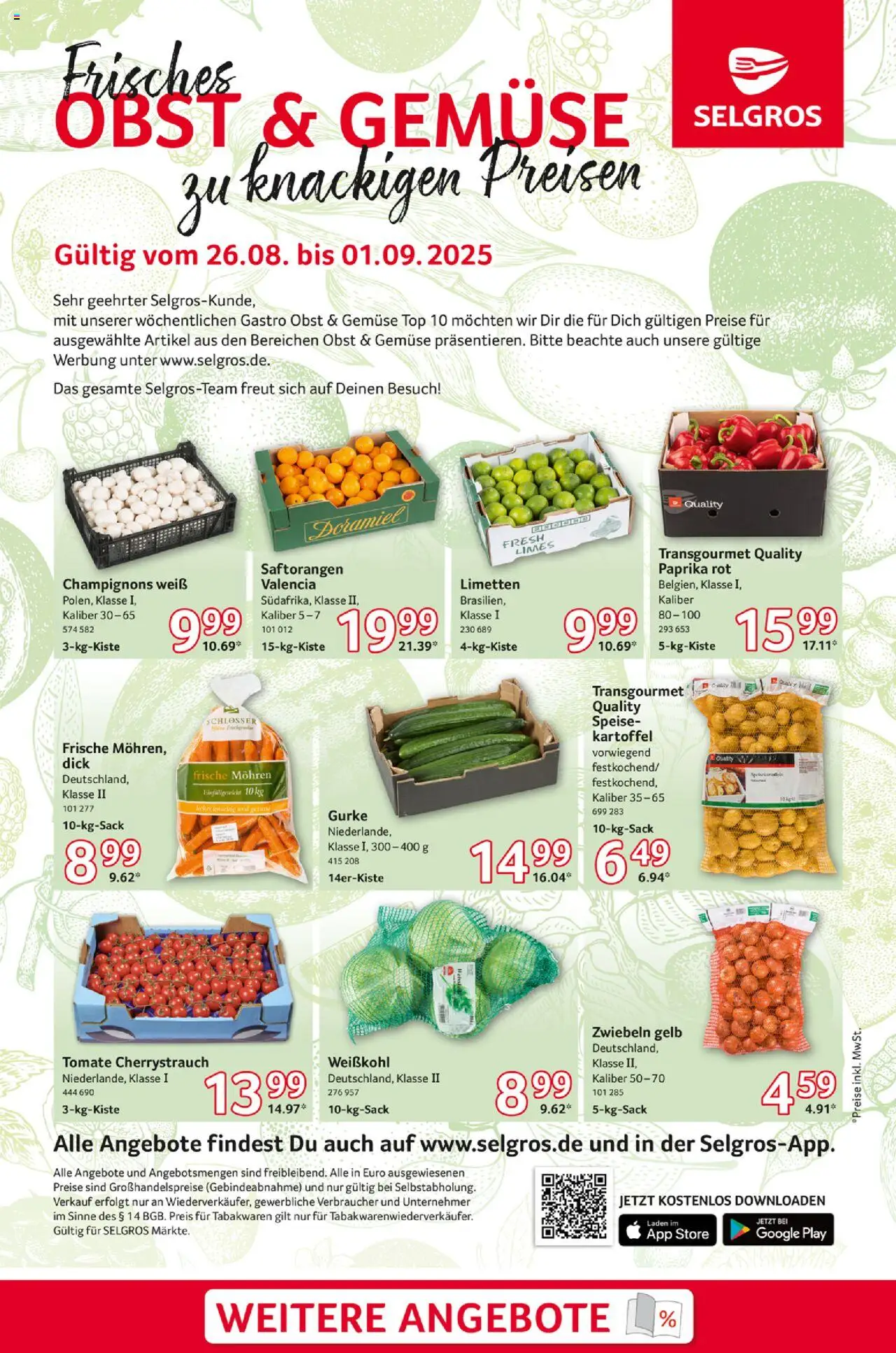 Selgros Obst & Gemüse (vom 26.08.2025 - 01.09.2025)
