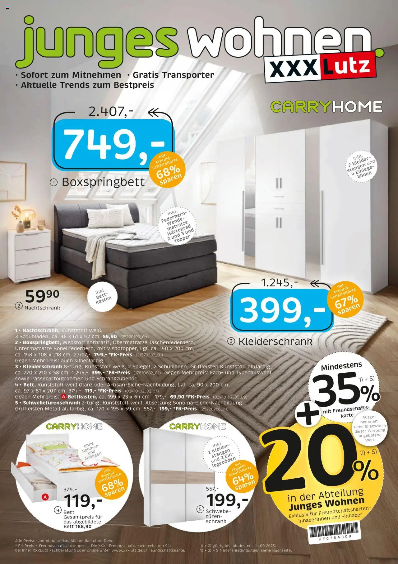 XXXL Lutz Junges Wohnen (vom 01.09.2025 - 14.09.2025) - Kleiderschrank, Boxspringbett, Matratze, Bett, Schrank, Topper, Schwebetürenschrank