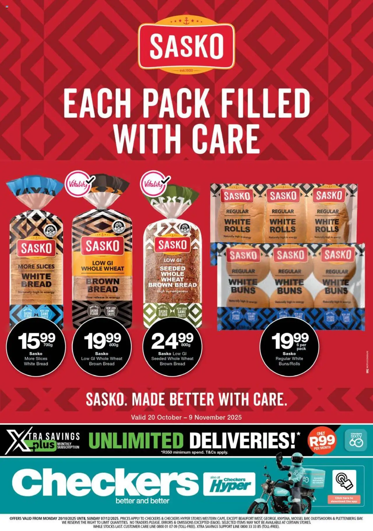 Checkers Western Cape - Sasko Promotion 20/10 - 07/12/2025 >> Catalogue