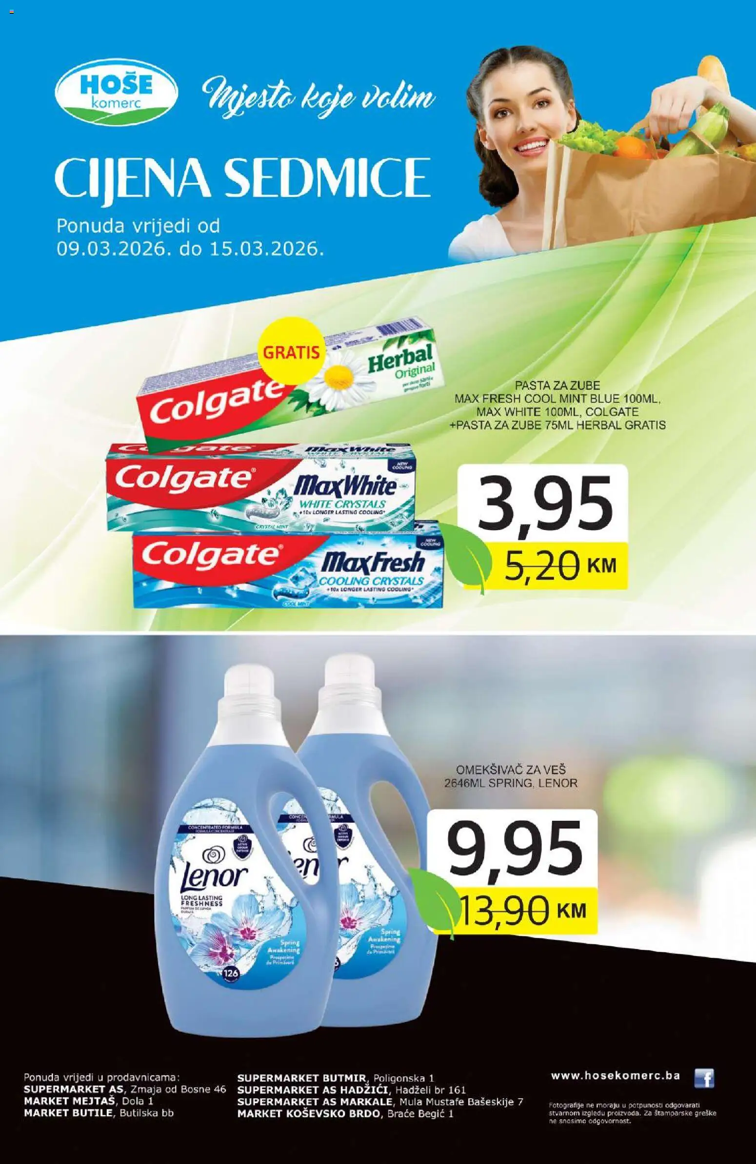 Pregled letka Hoše komerc cijema sedmice trgovine Hoše komerc vrijedi od 09.03.2026