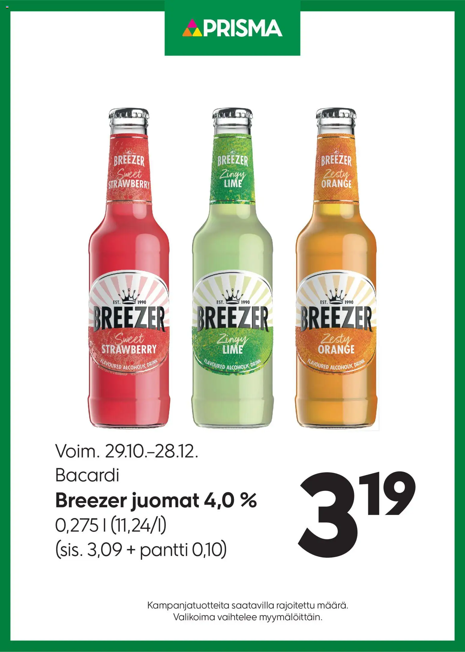 Kaupan Prisma Tarjoukset Breezer esikatselu, voimassa 29/10/2025