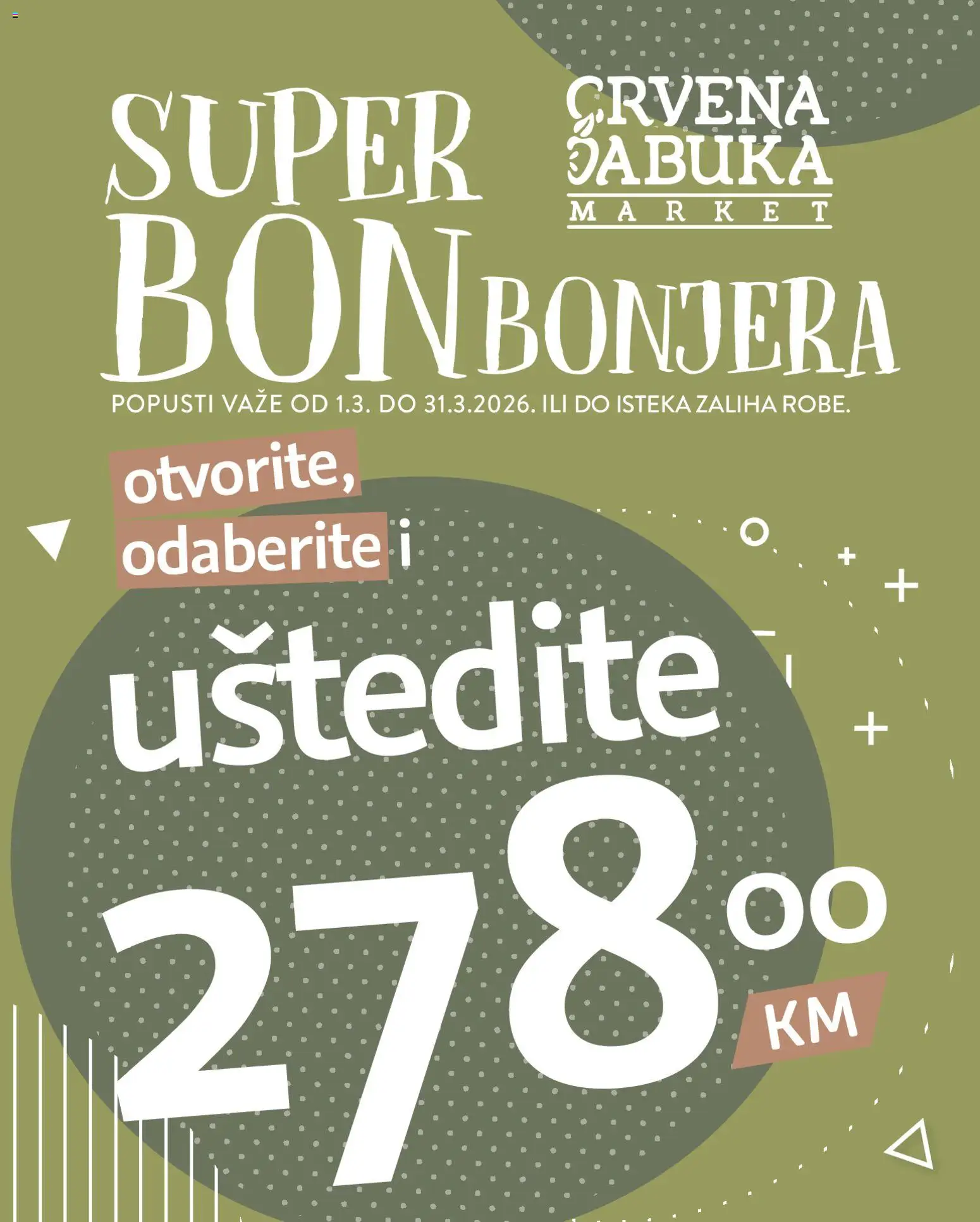 Pregled letka Crvena jabuka Super BONbonjera trgovine Crvena jabuka vrijedi od 01.03.2026