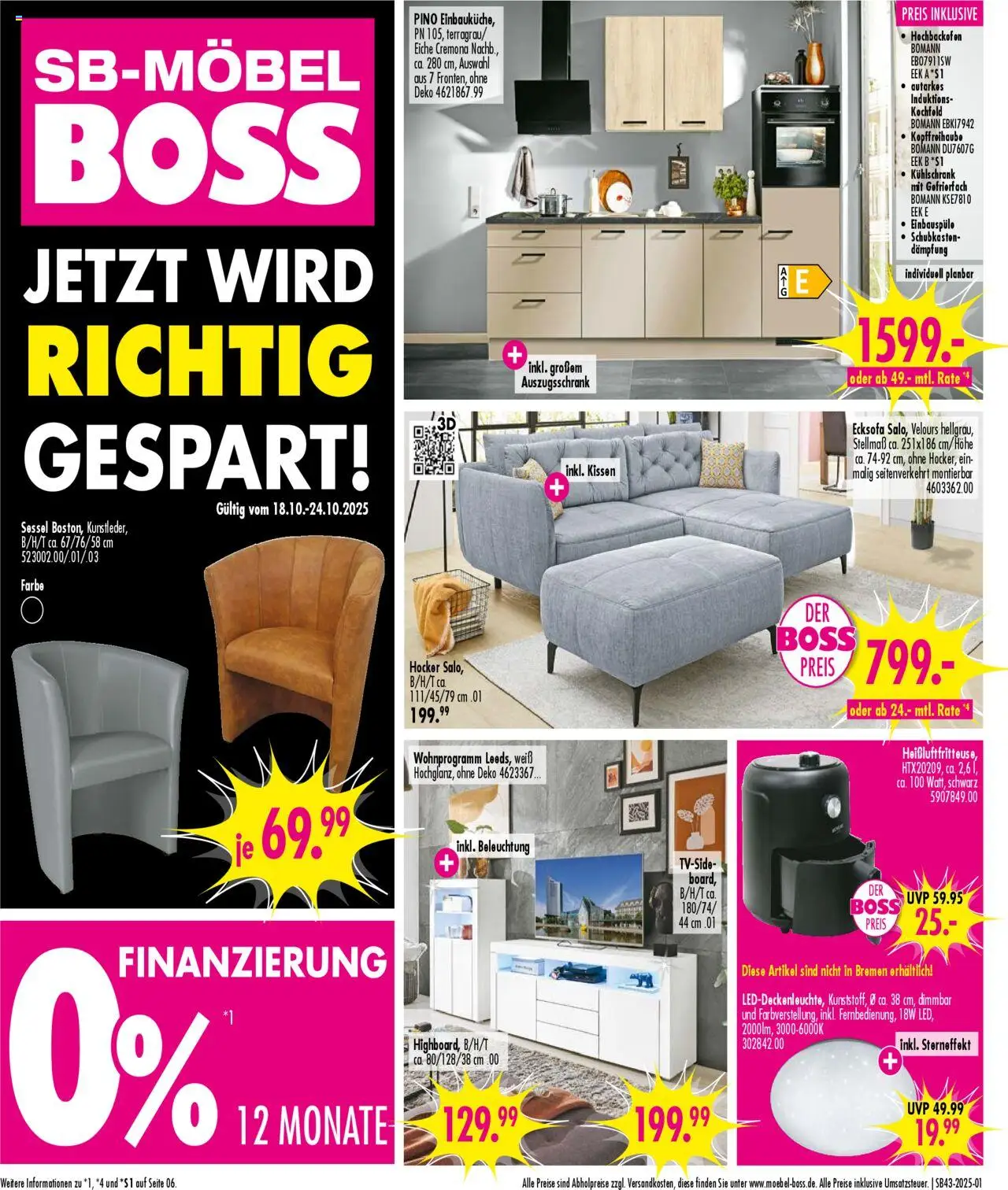 SB Möbel Boss Prospekt (vom 18.10.2025 - 24.10.2025)