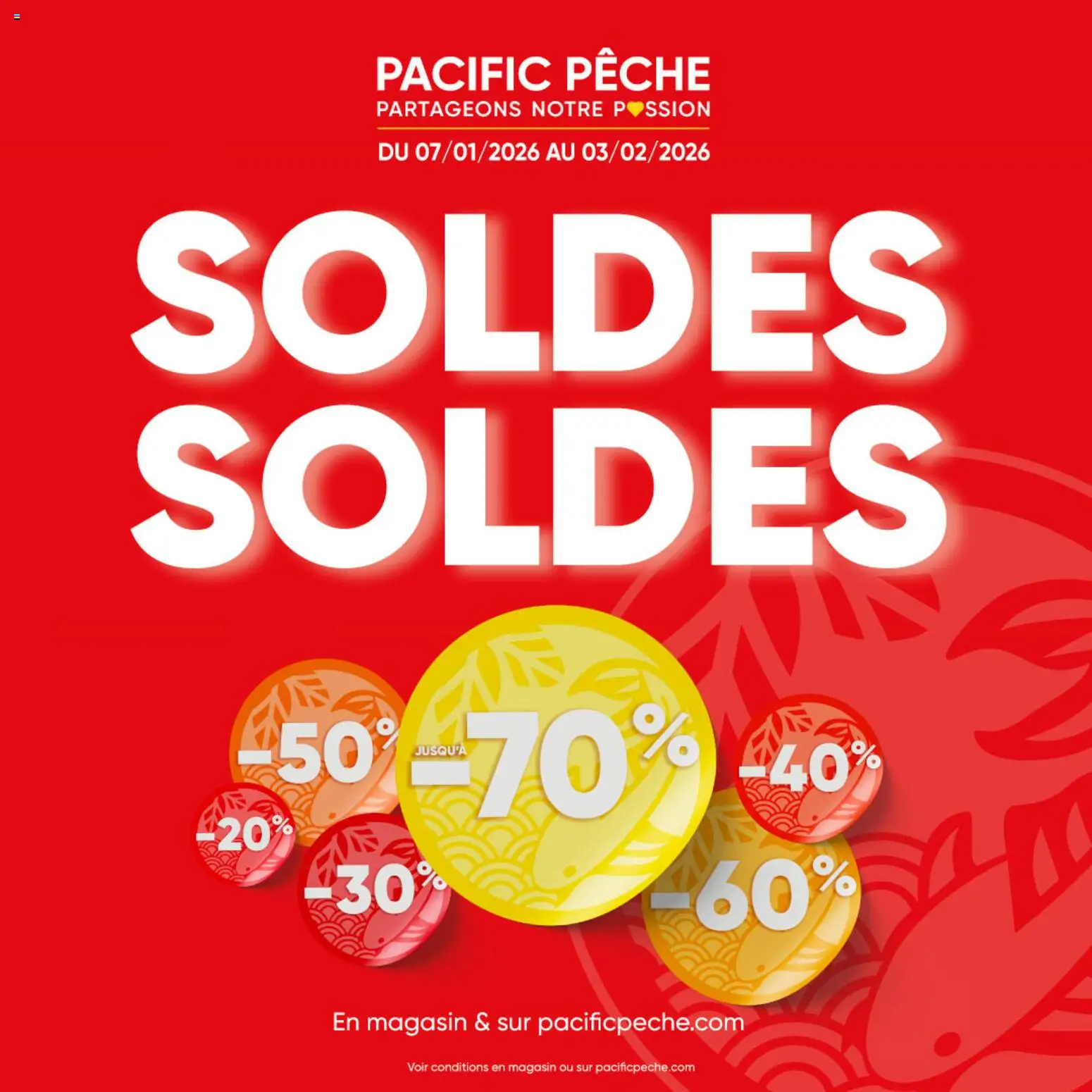 Prévisualisation de Soldes du magasin Pacific Pêche formulaire valide 07/01/2026 - Pêche