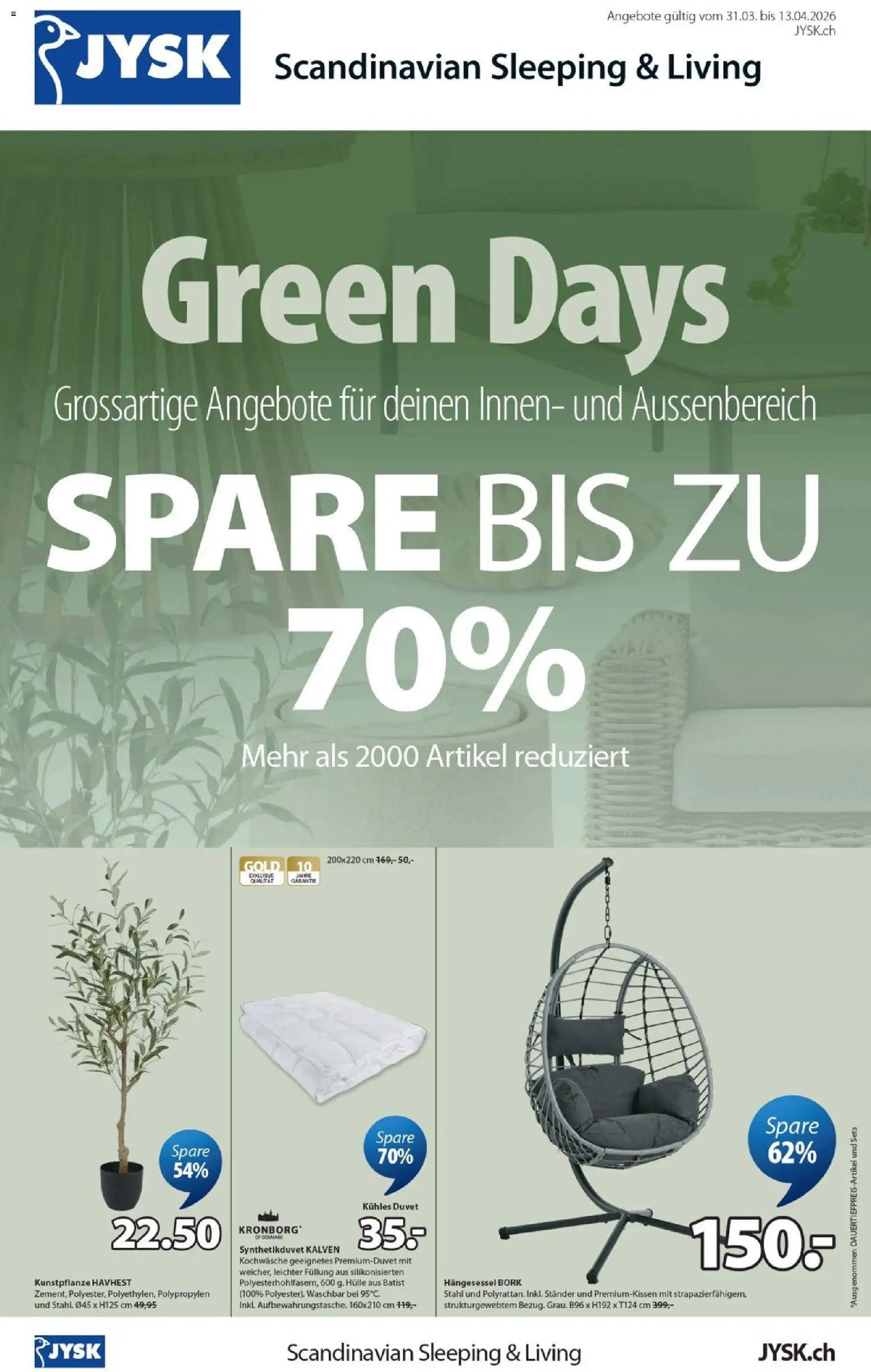 Vorschau des Merkblatts JYSK aktionen vom Shop JYSK gültig von 31.03.2026 bis 14.04.2026