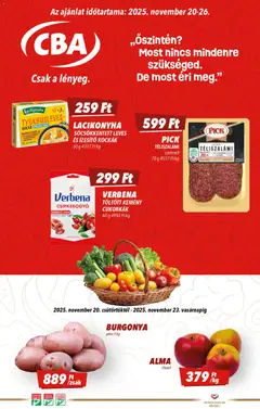 CBA - Akciós újság CBA megtekintése, amely érvényes 2025.11.20.-től