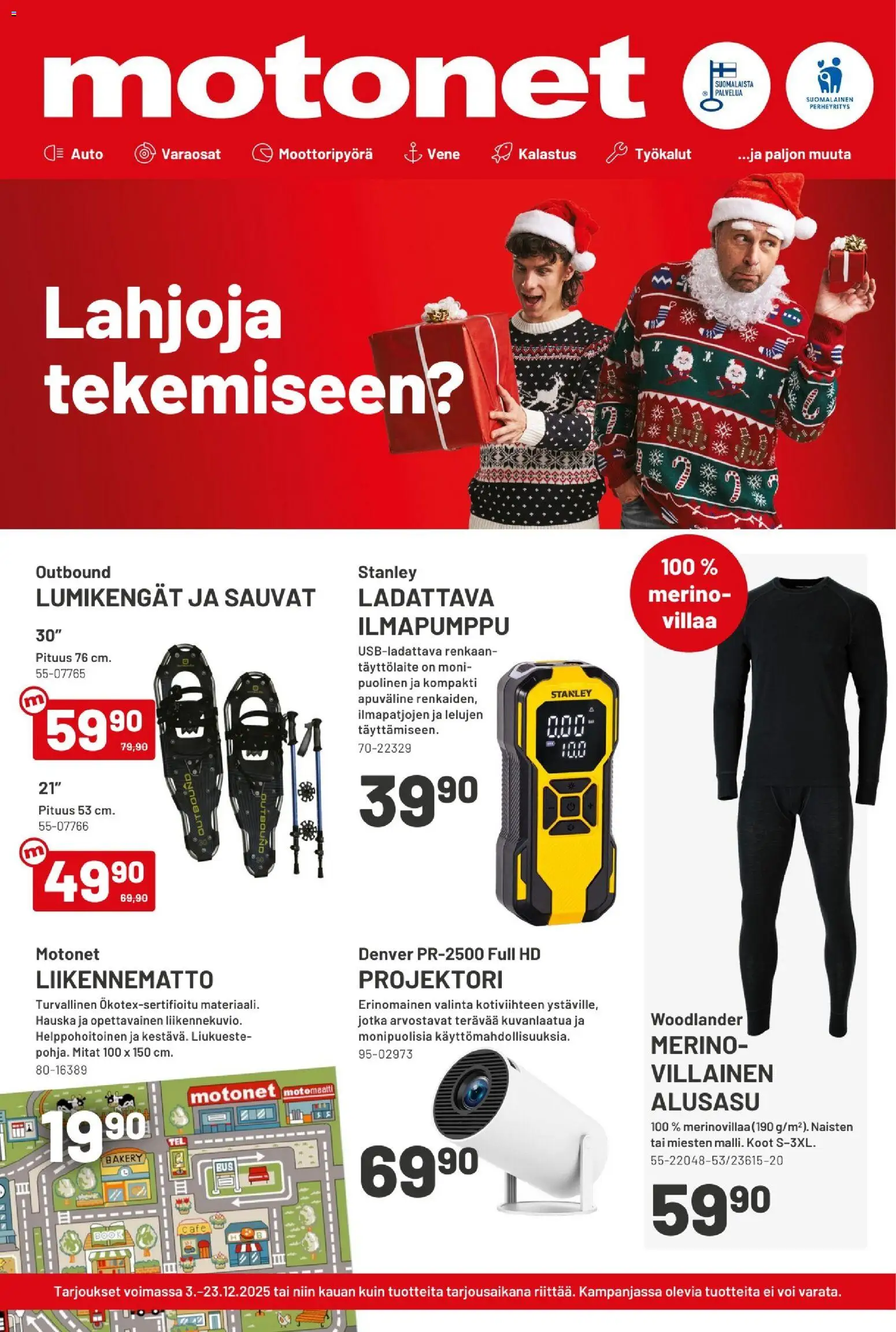 Kaupan Motonet Tarjoukset esikatselu, voimassa 03/12/2025 - Vene, Voi, Lumikengät